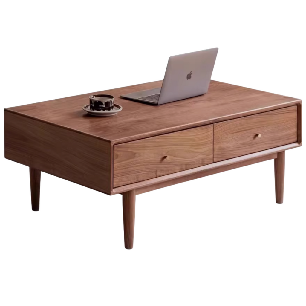 Golden Sandalwood, Black Walnut Solid Wood Rock Plate Tea Table