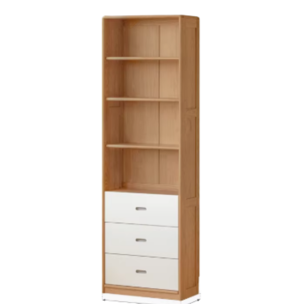 Oak Solid Wood Bookcase Storage Style Floor High