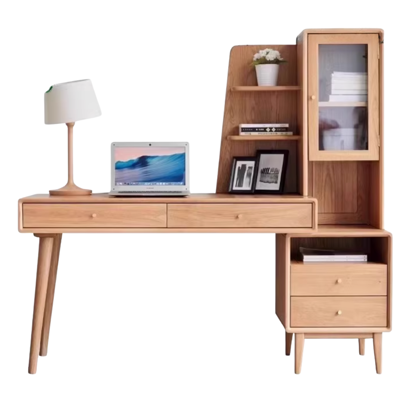 Oak Solid Wood Office Desk Combination