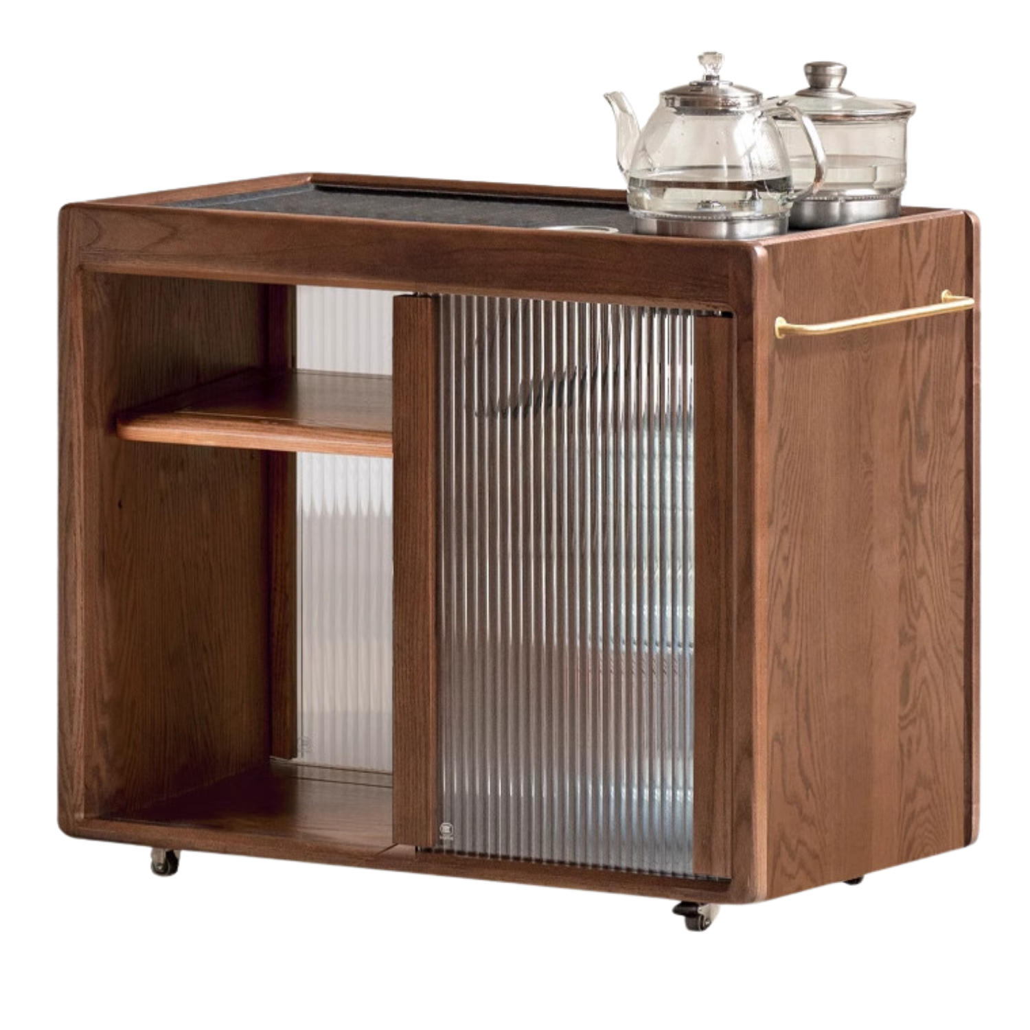 Ash, Oak, Black Walnut Solid Wood Mobile Side Tea Cabinet