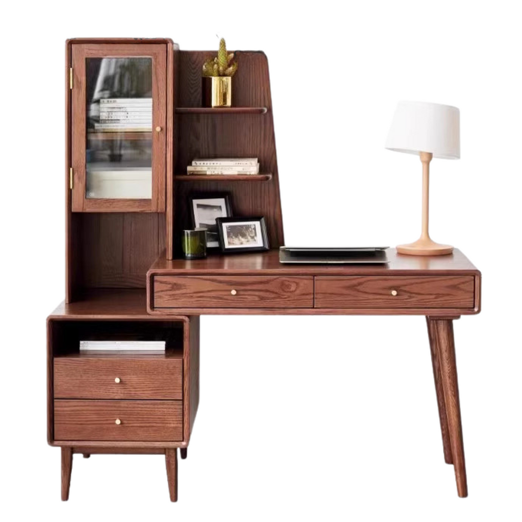 Oak Solid Wood Office Desk Combination