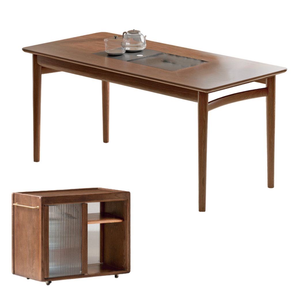 Ash Solid Wood Tea Table With Tea Tray