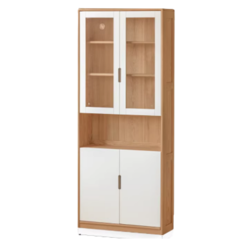 Oak Solid Wood Bookcase Storage Style Floor High