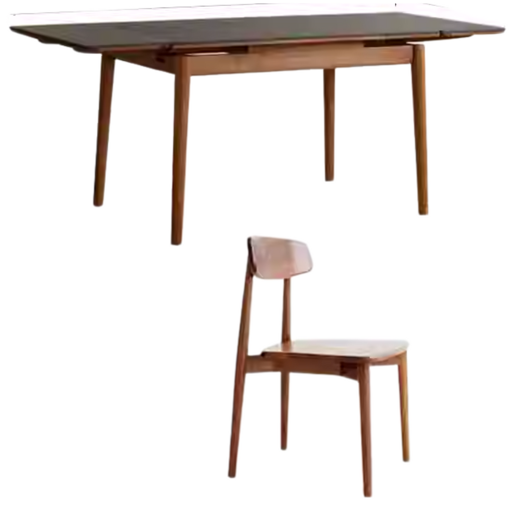 Black Walnut Solid Wood and Rock Plate Dining Table