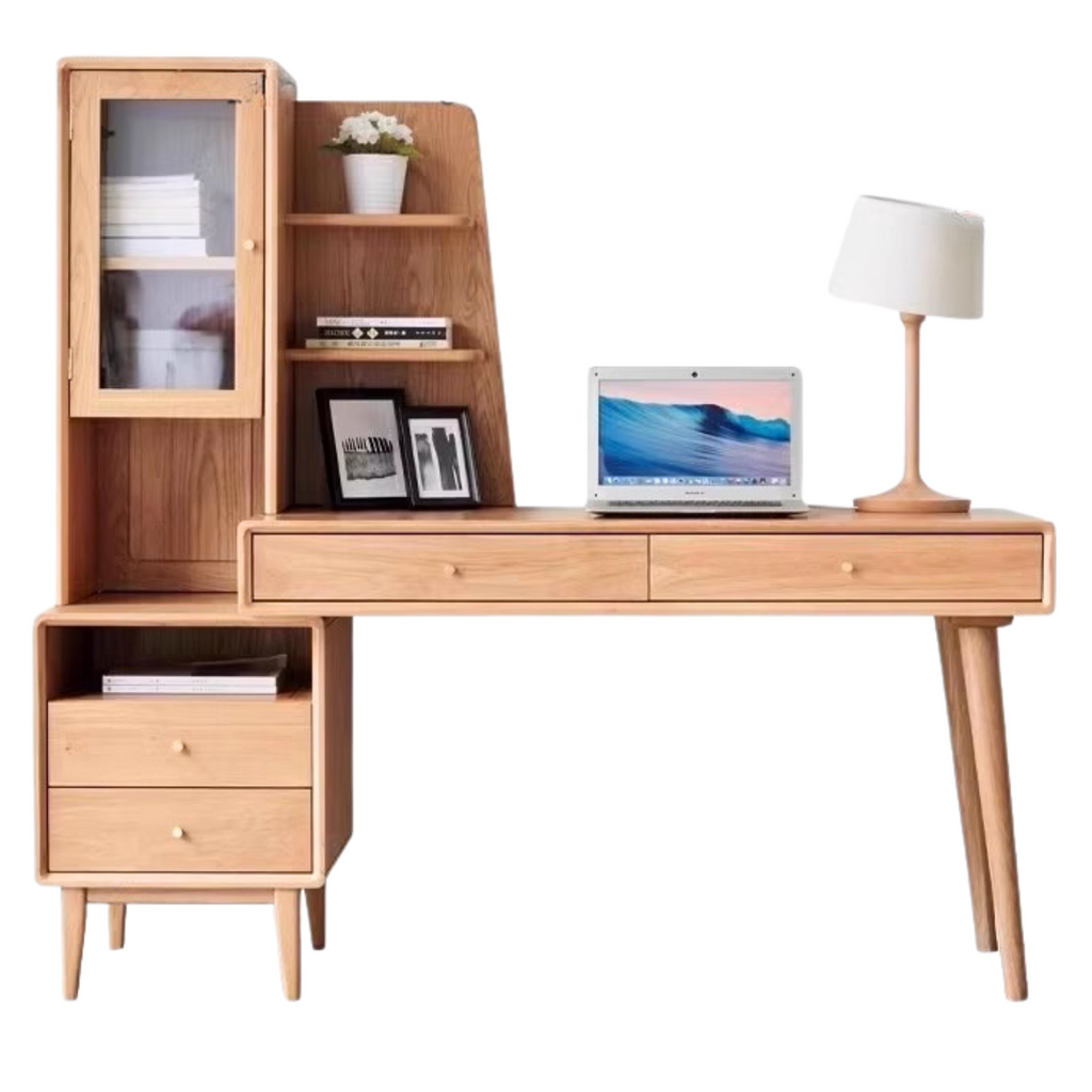 Oak Solid Wood Office Desk Combination