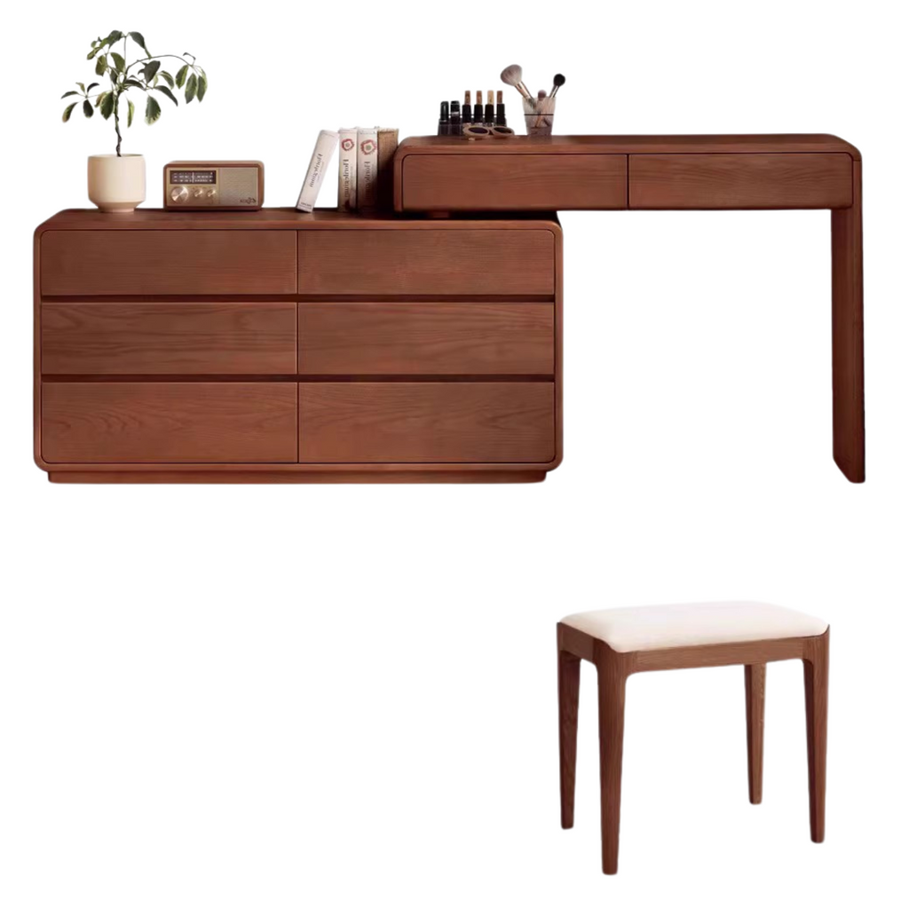 Ash Solid Wood Telescopic Dressing Table-USA