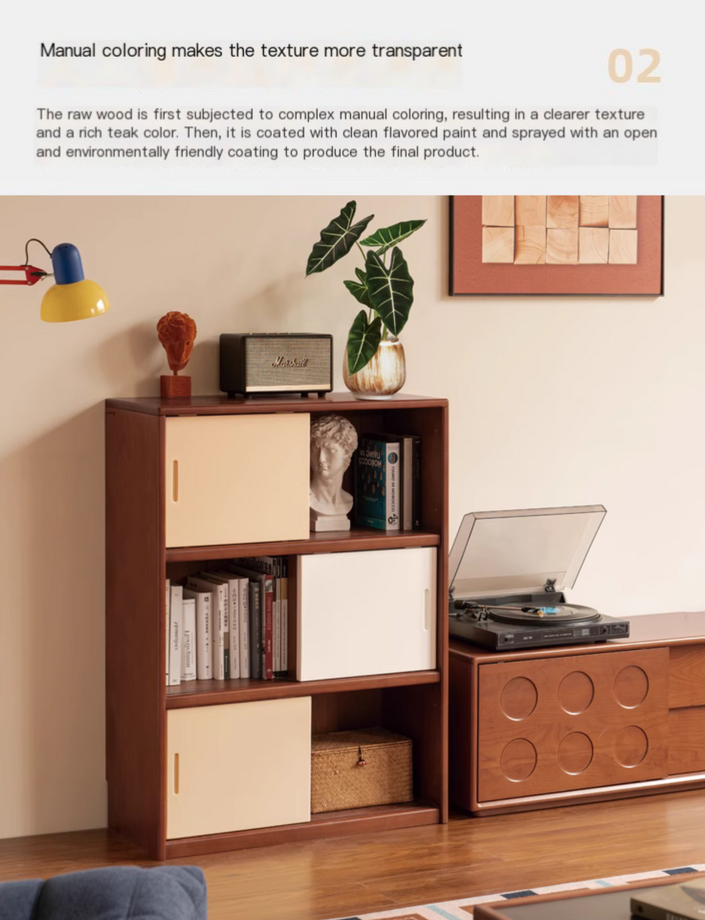 Poplar Solid Wood Bauhaus Side Cabinet