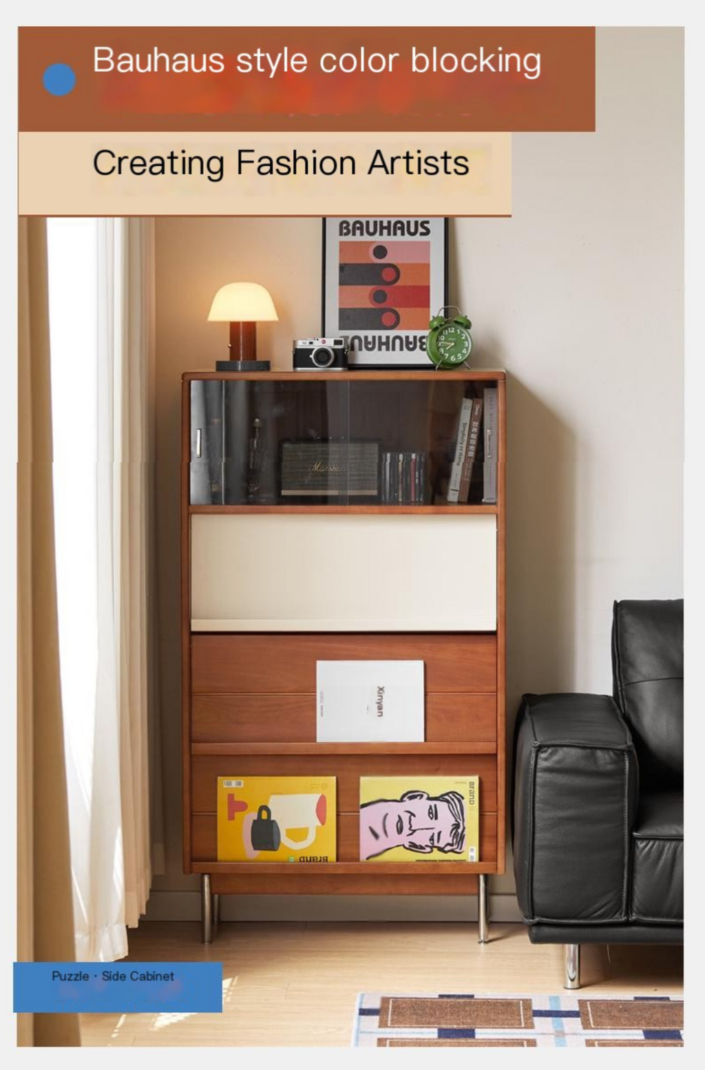 Tulip Solid Wood Middle Ages Flip Door Edge Cabinet.