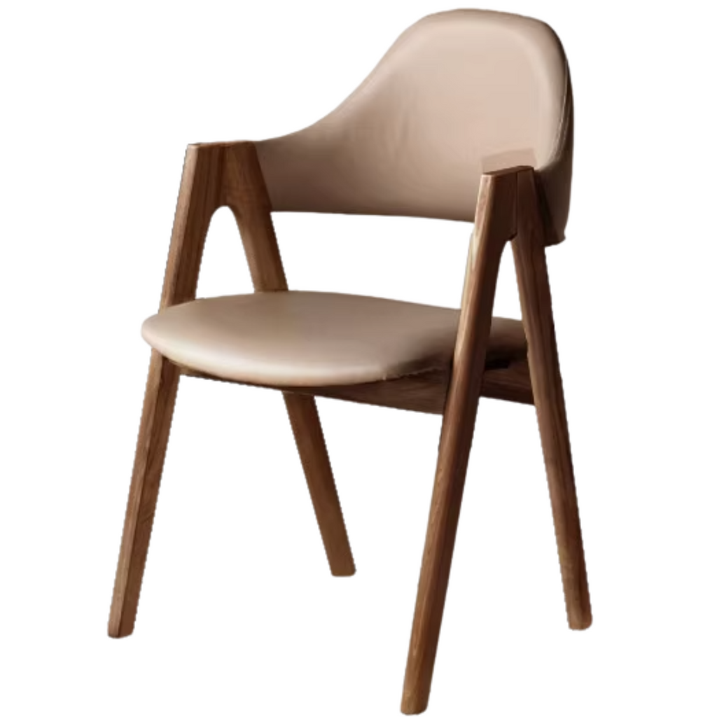 2 pcs Black Walnut Solid Wood, Organic Leather, Armchair