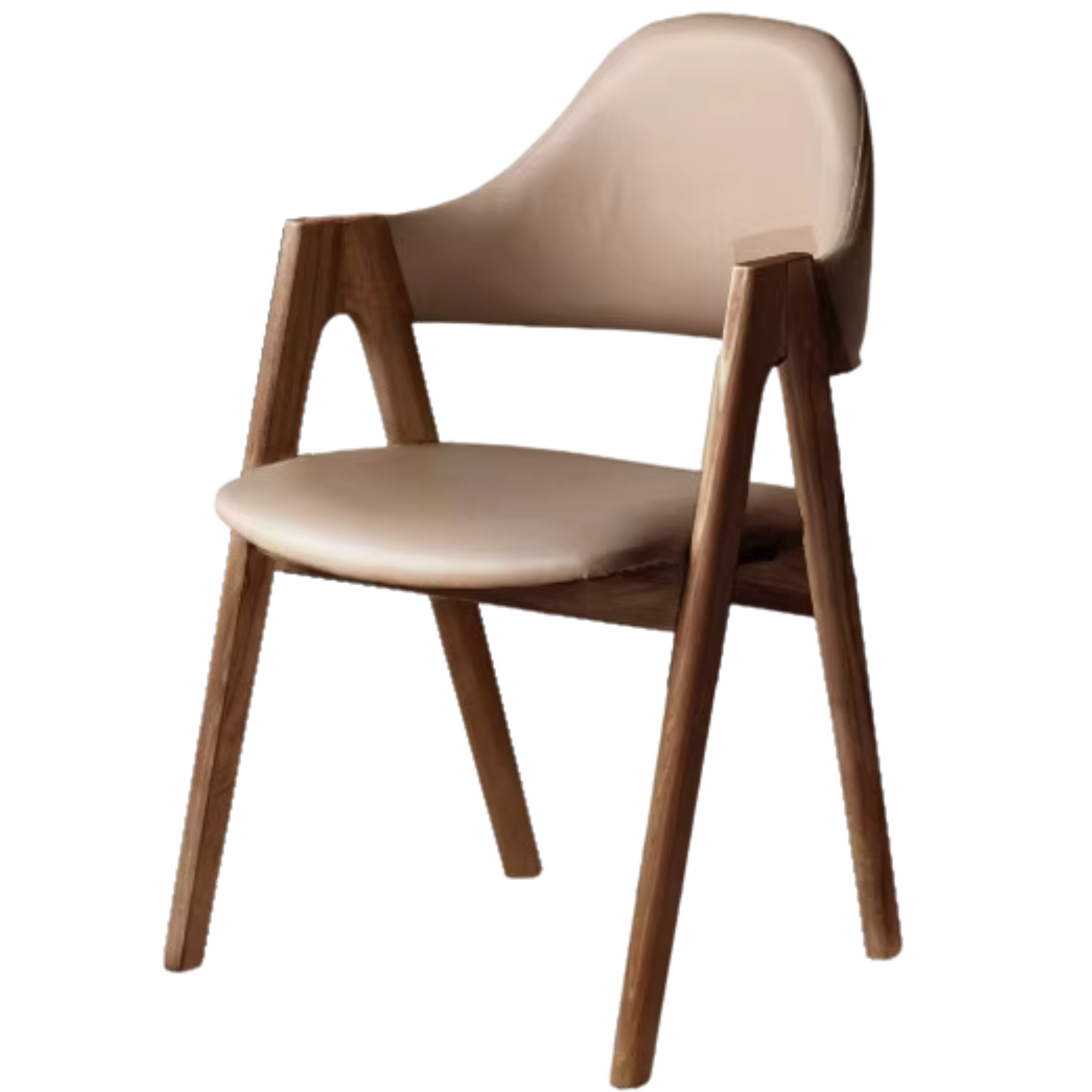 2 pcs Black Walnut Solid Wood, Organic Leather, Armchair