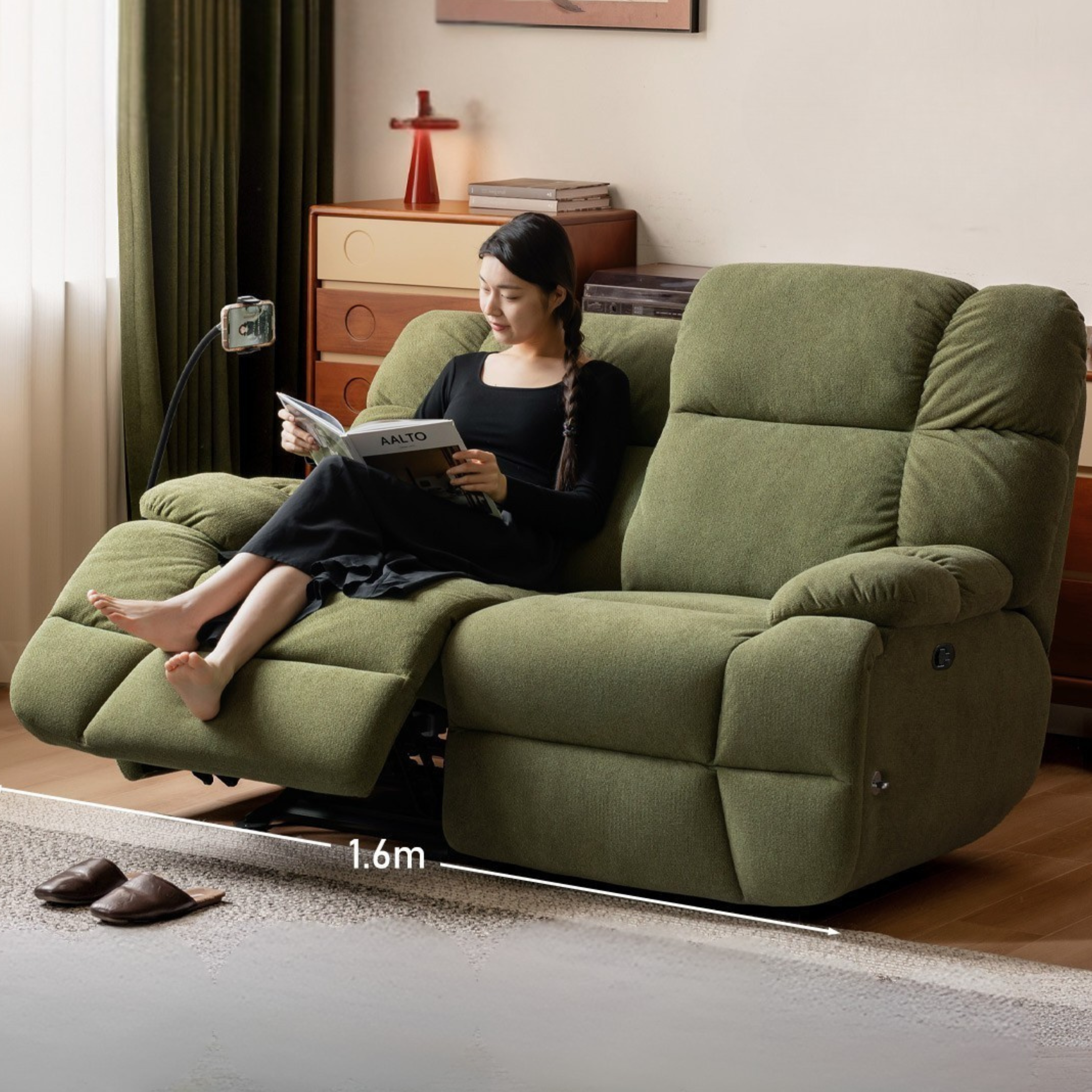 Fabric Reclining and Rocking Double Leisure Chair
