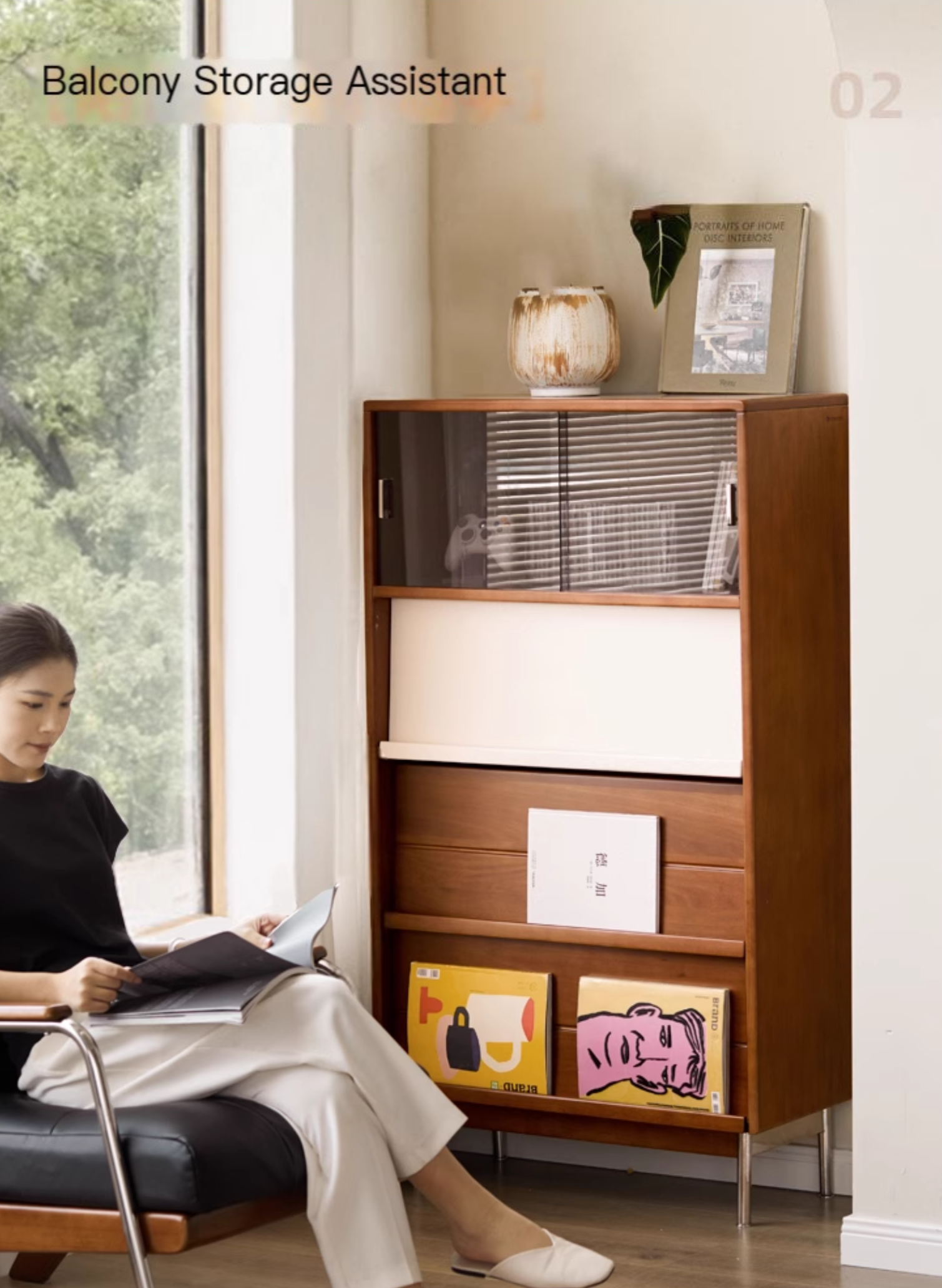 Tulip Solid Wood Middle Ages Flip Door Edge Cabinet.