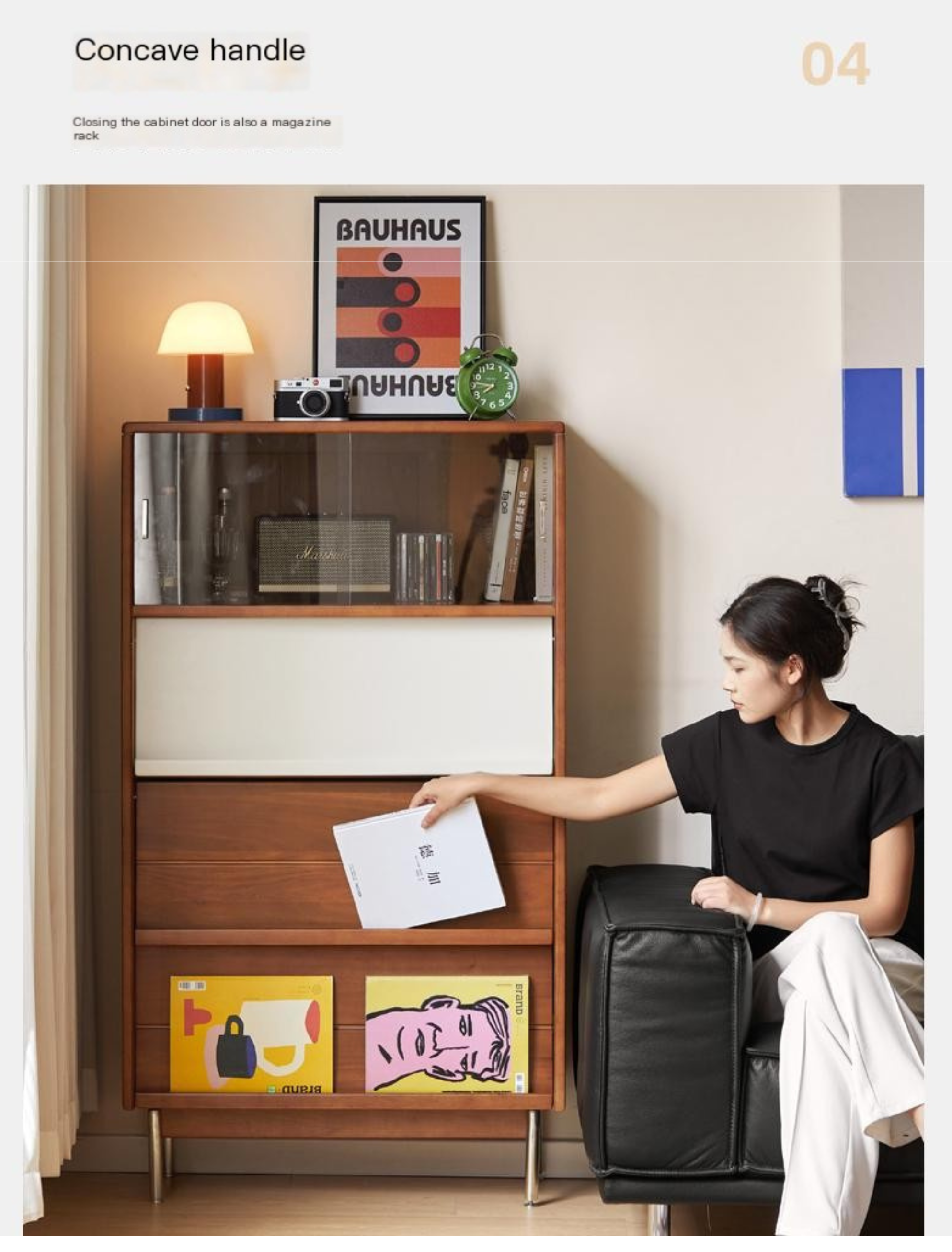 Tulip Solid Wood Middle Ages Flip Door Edge Cabinet.