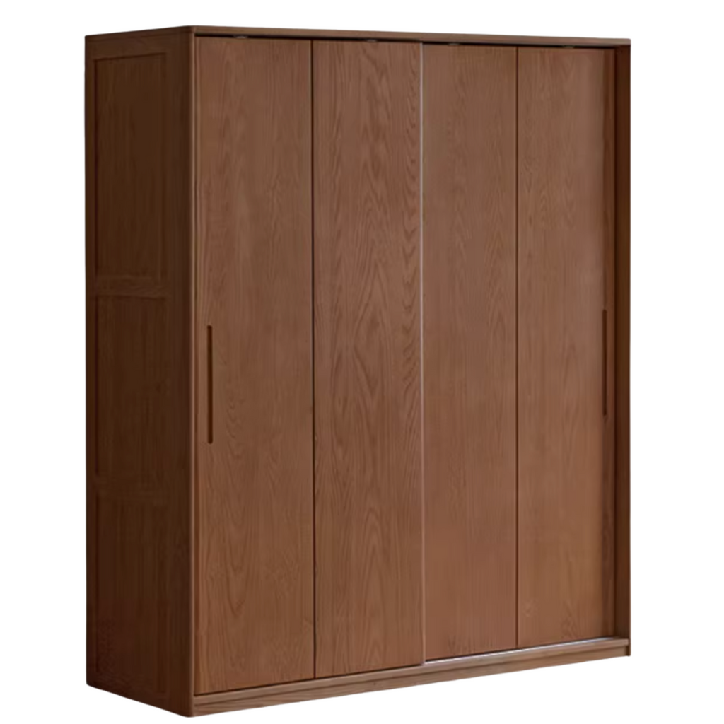 Oak, Ash Solid Wood Wardrobe With Sliding Doors.