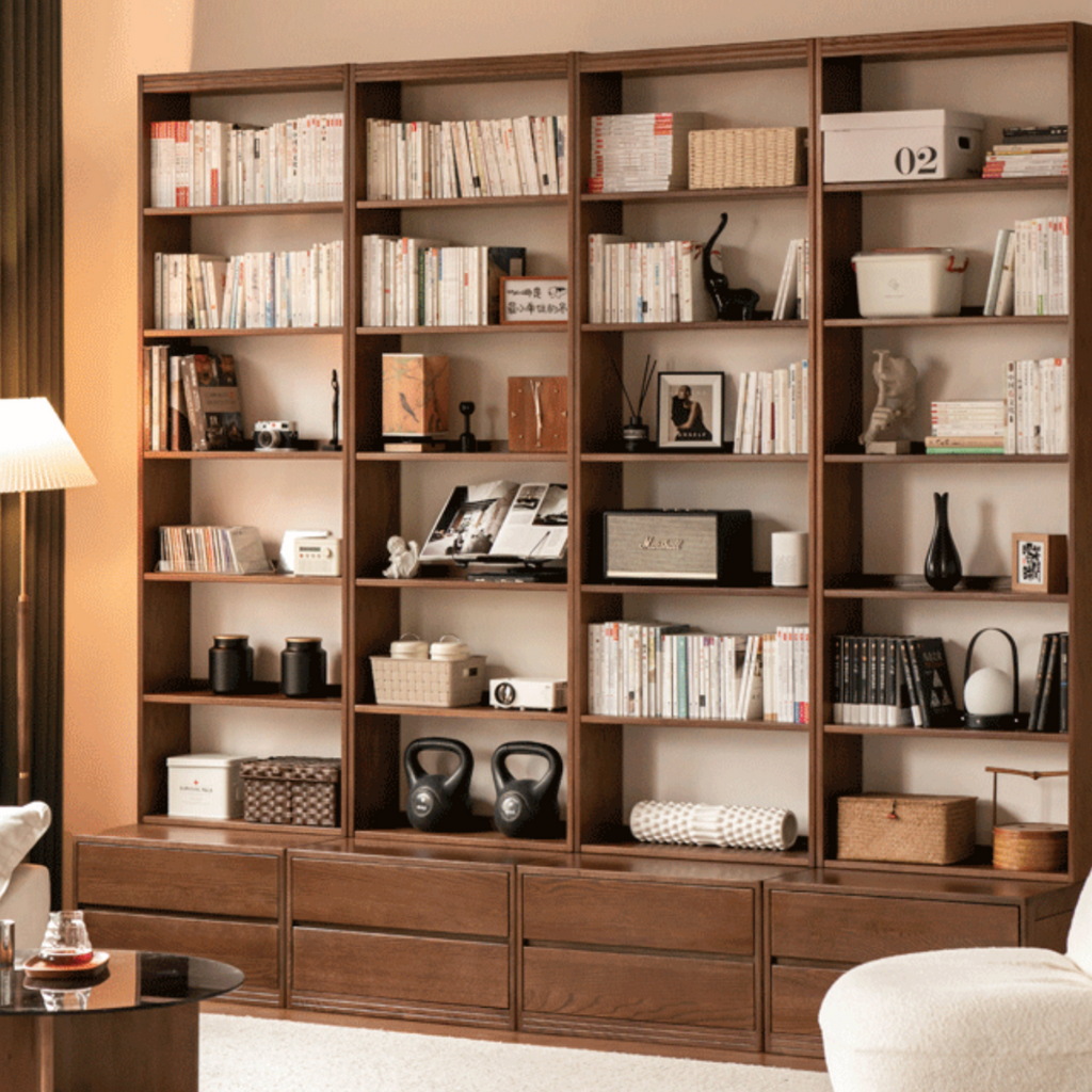 Oak Solid Wood Modern Minimalist Style Bookcase And Storage