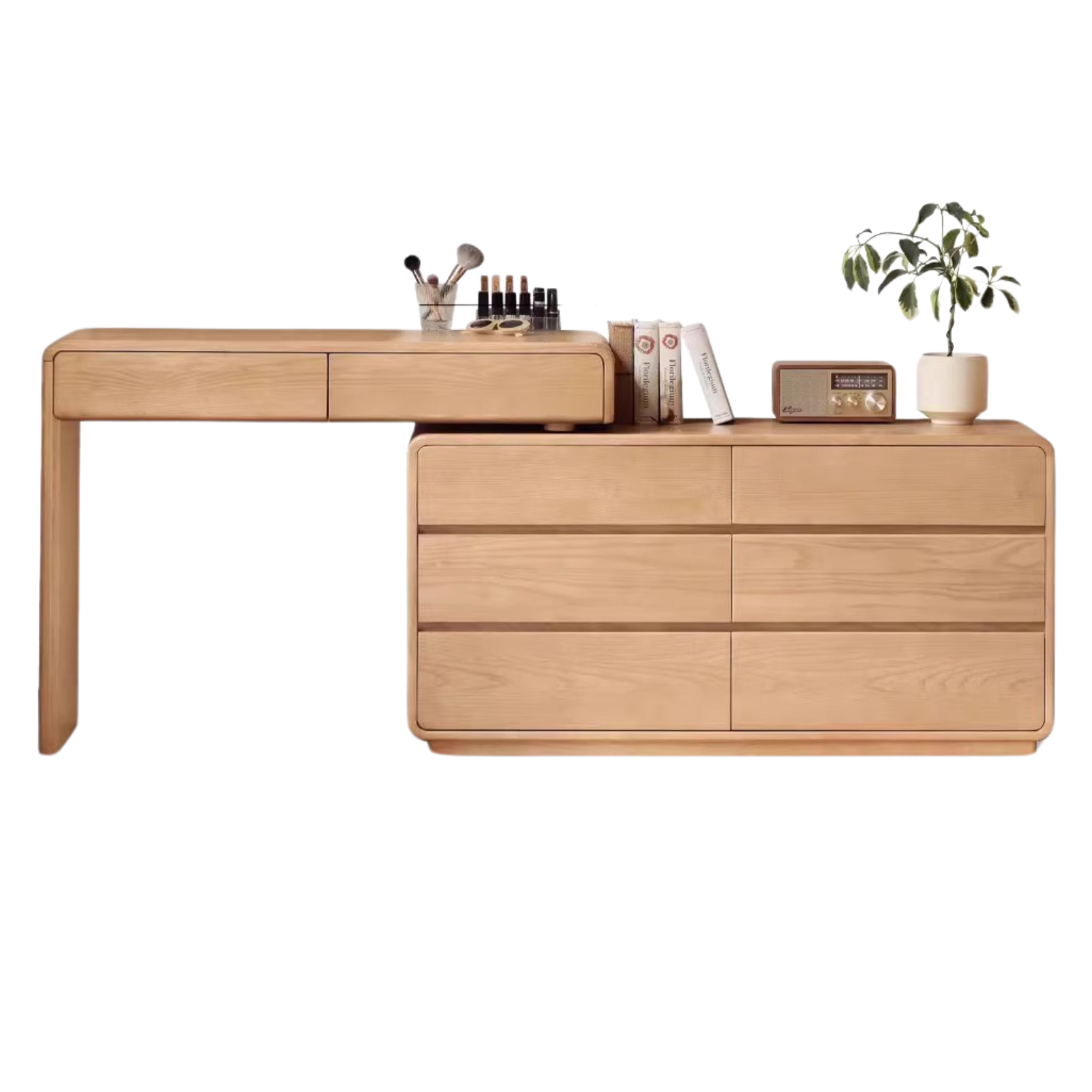 Ash Solid Wood Telescopic Dressing Table-USA