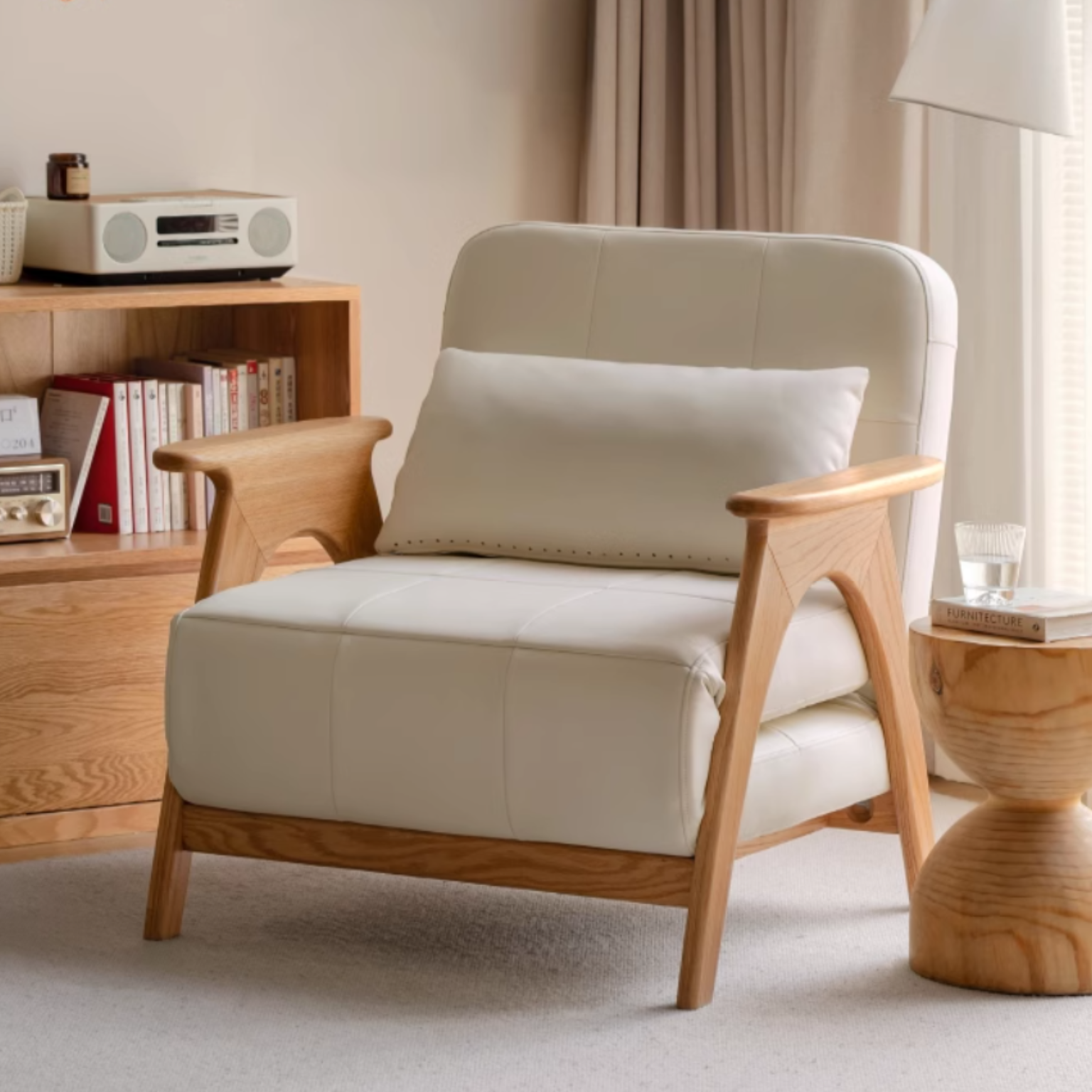 Oak, Beech Solid Wood Folding Dual-Purpose Sofa Chair.
