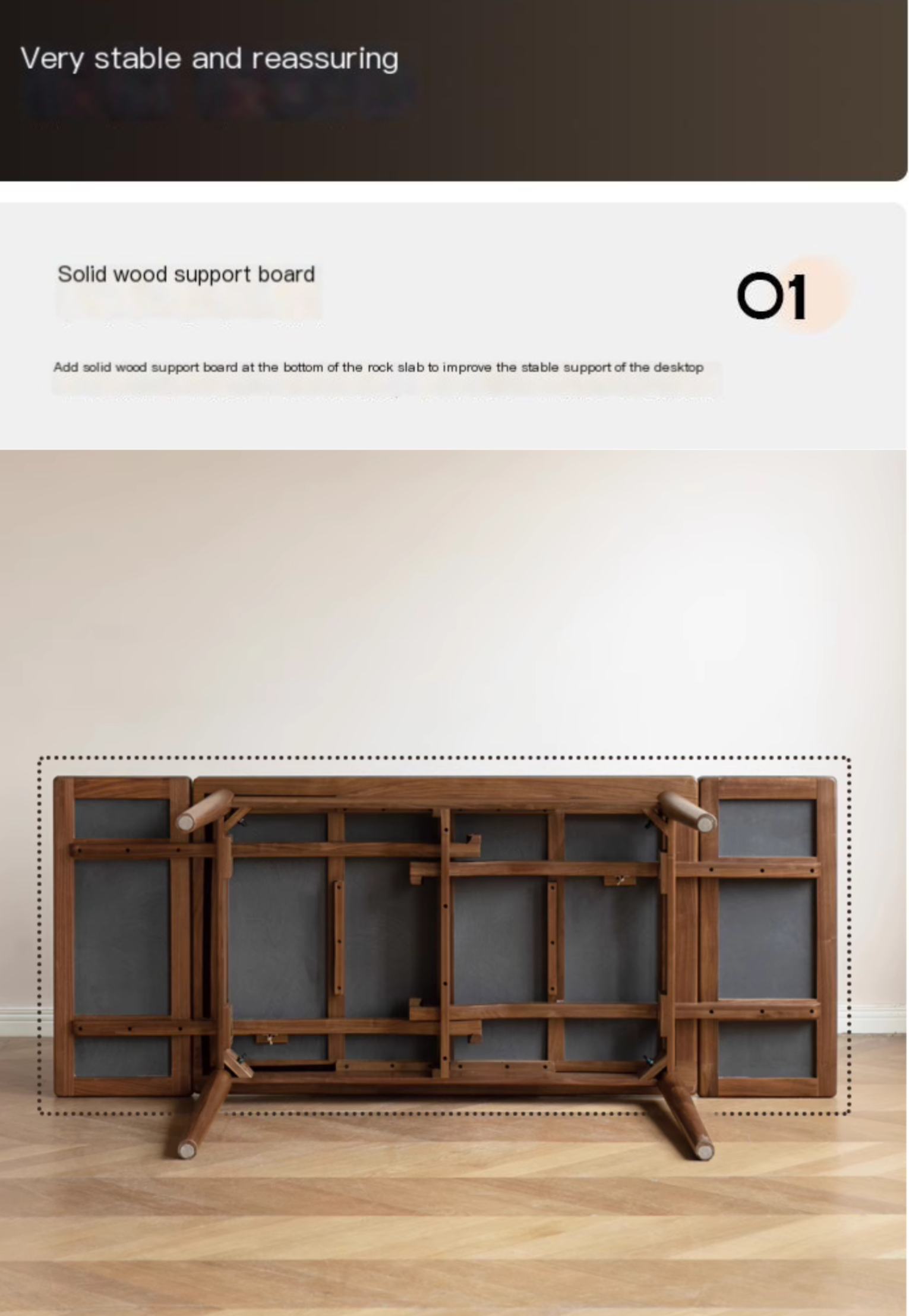 Black Walnut Solid Wood and Rock Plate Dining Table