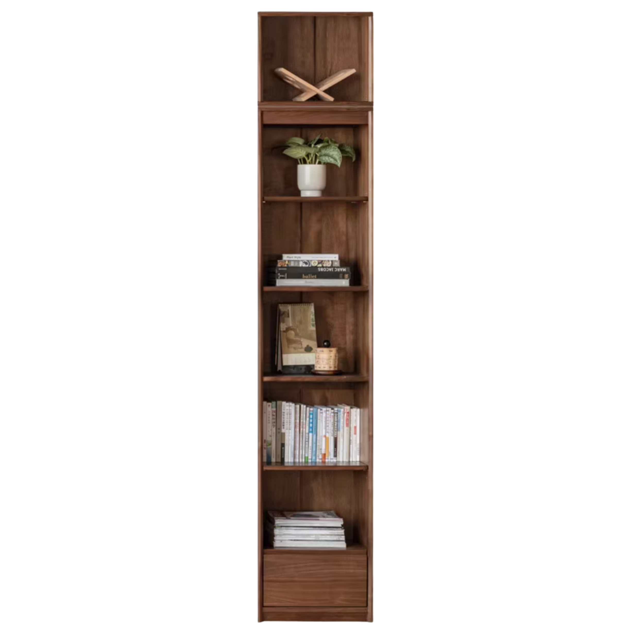 Black Walnut, Golden Sandalwood Solid Wood Bookshelf