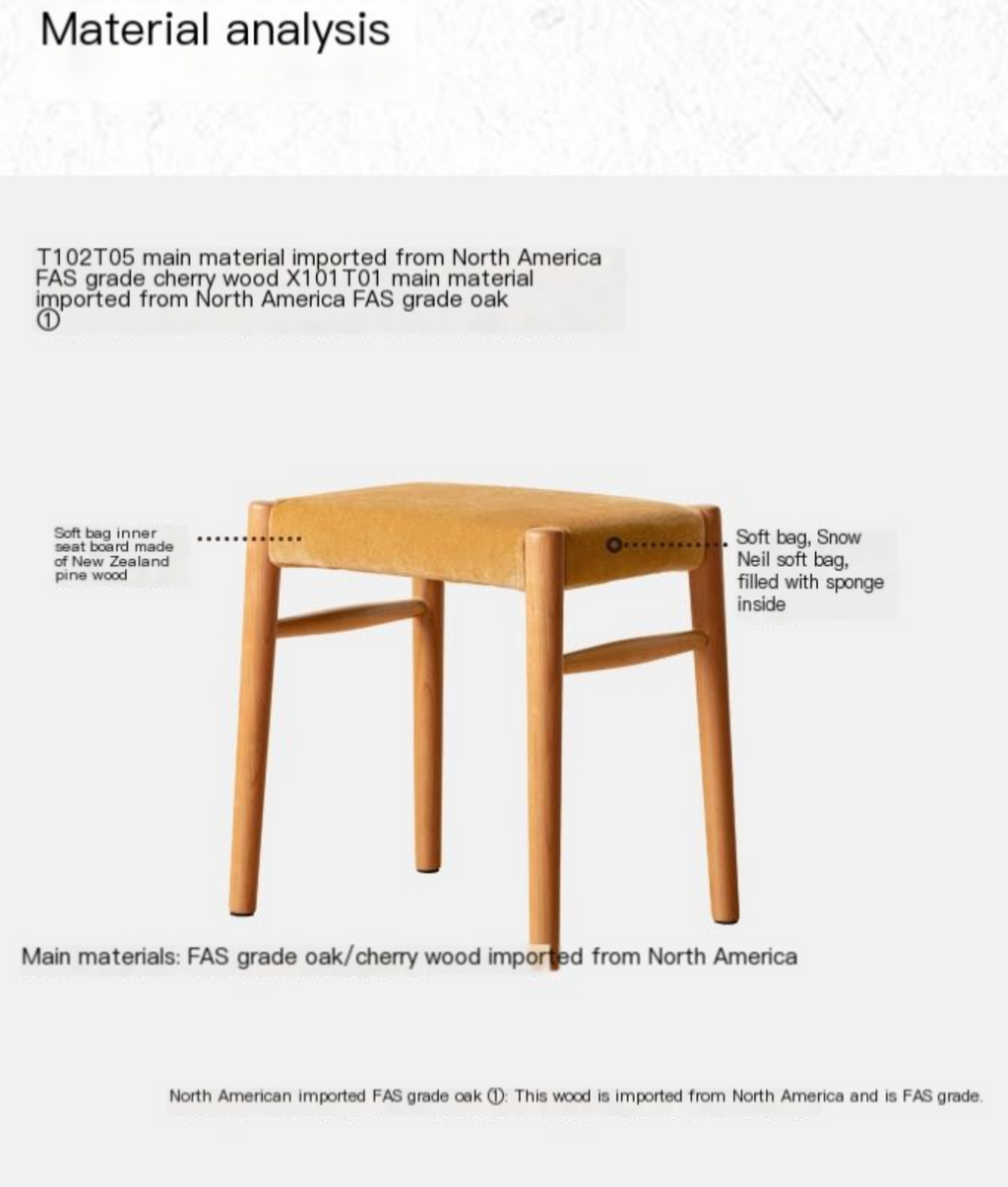 Cherry, Oak Solid Wood Retro Makeup Stool