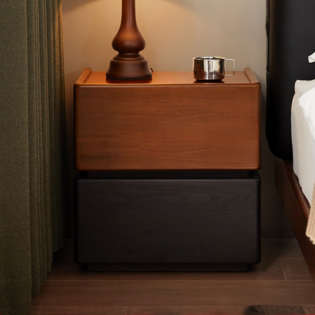 Oak, Ash Solid Wood Retro Style Nightstand