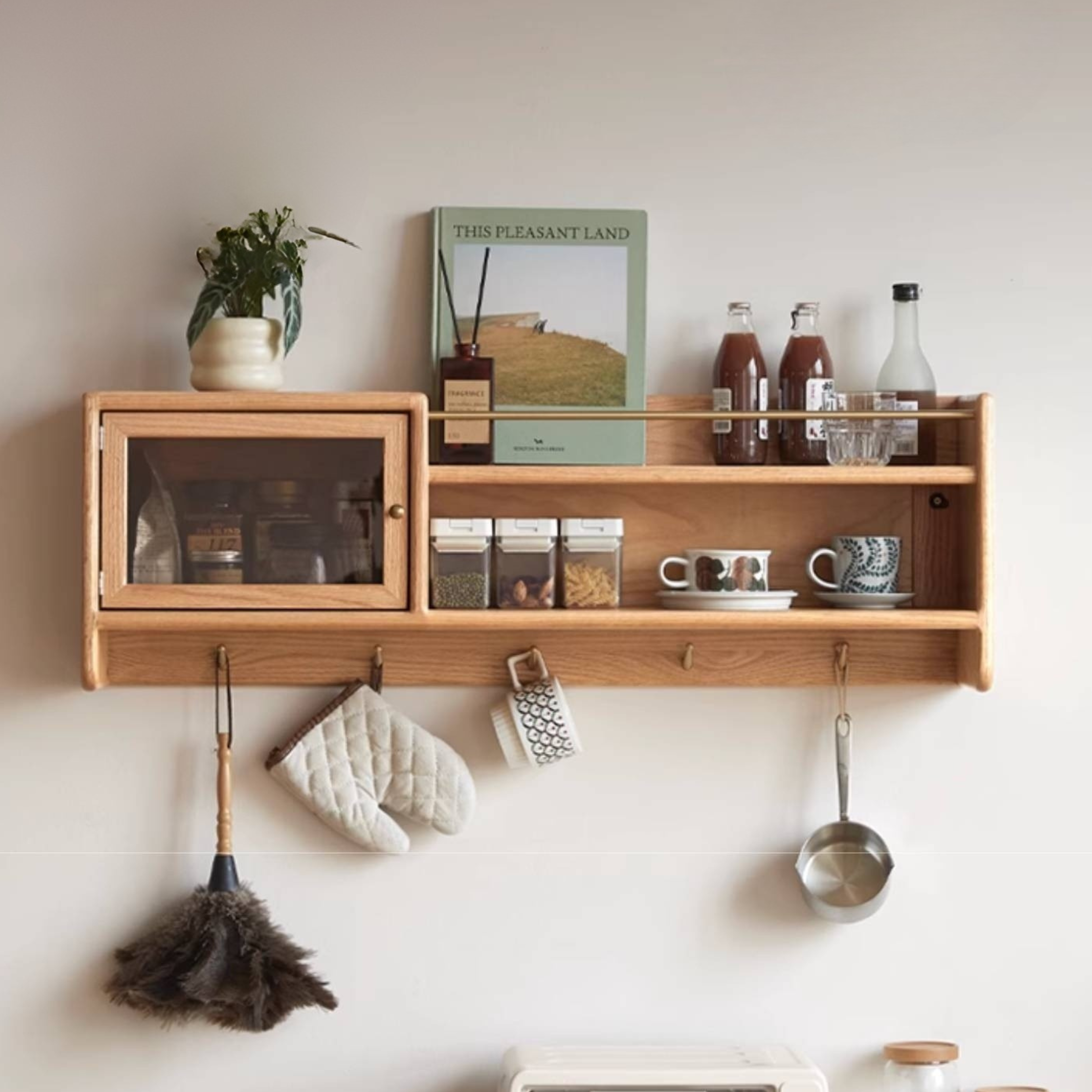 Oak Solid Wood Modern Style Wall Cabinet