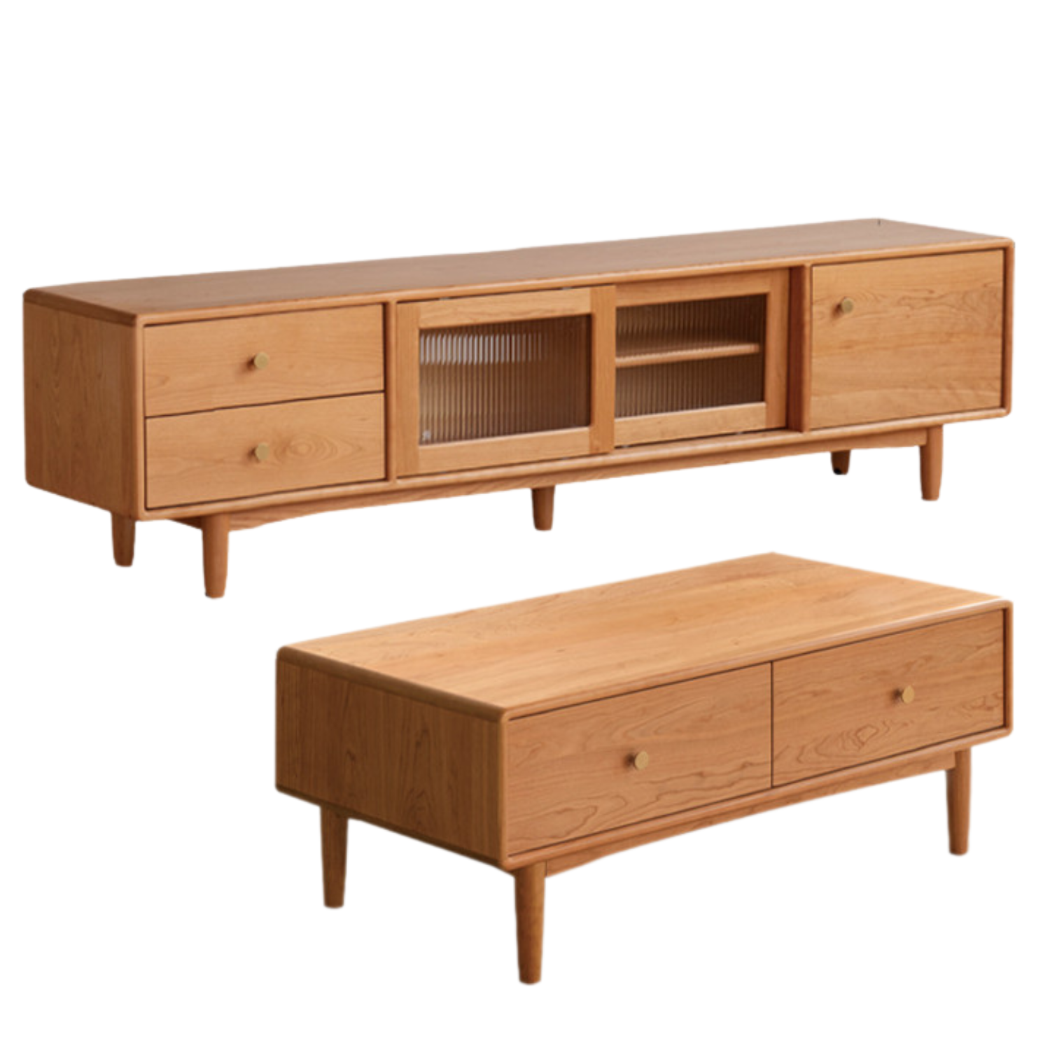 Cherry Solid Wood Medieval Style Coffee Table