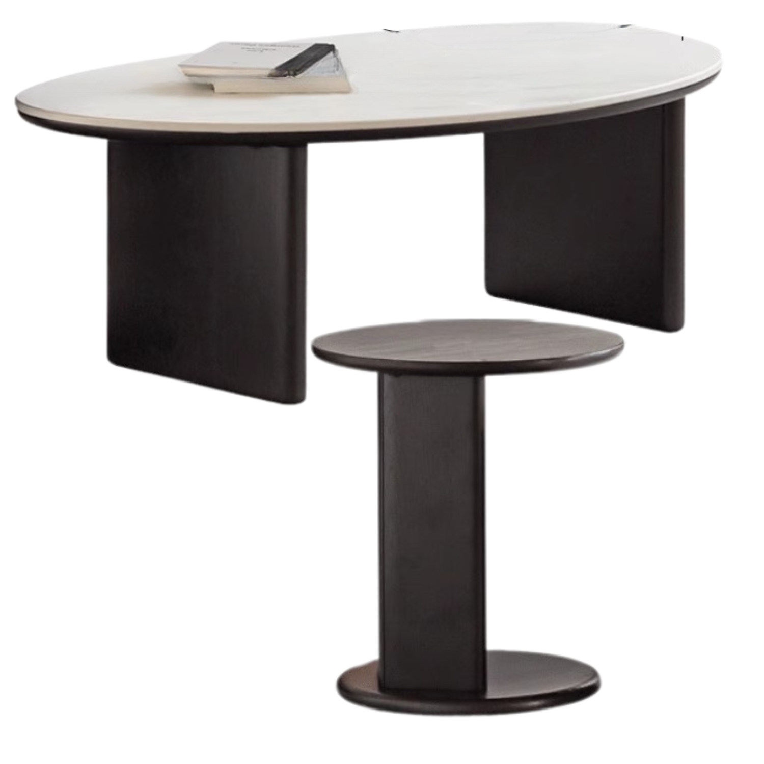 Oak Solid Wood Rock Slab Coffee Table Combination