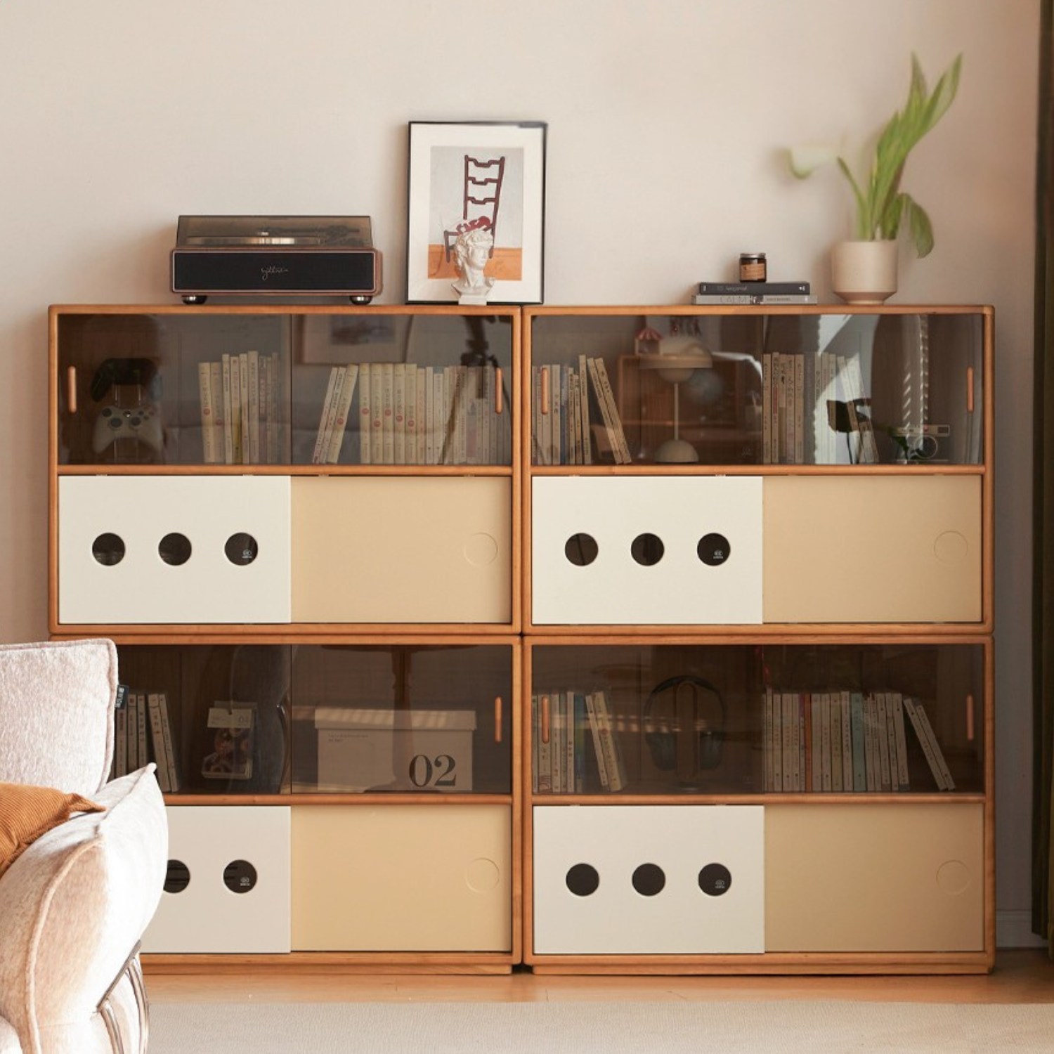 Cherry Solid Wood Ancient Style Bookcases