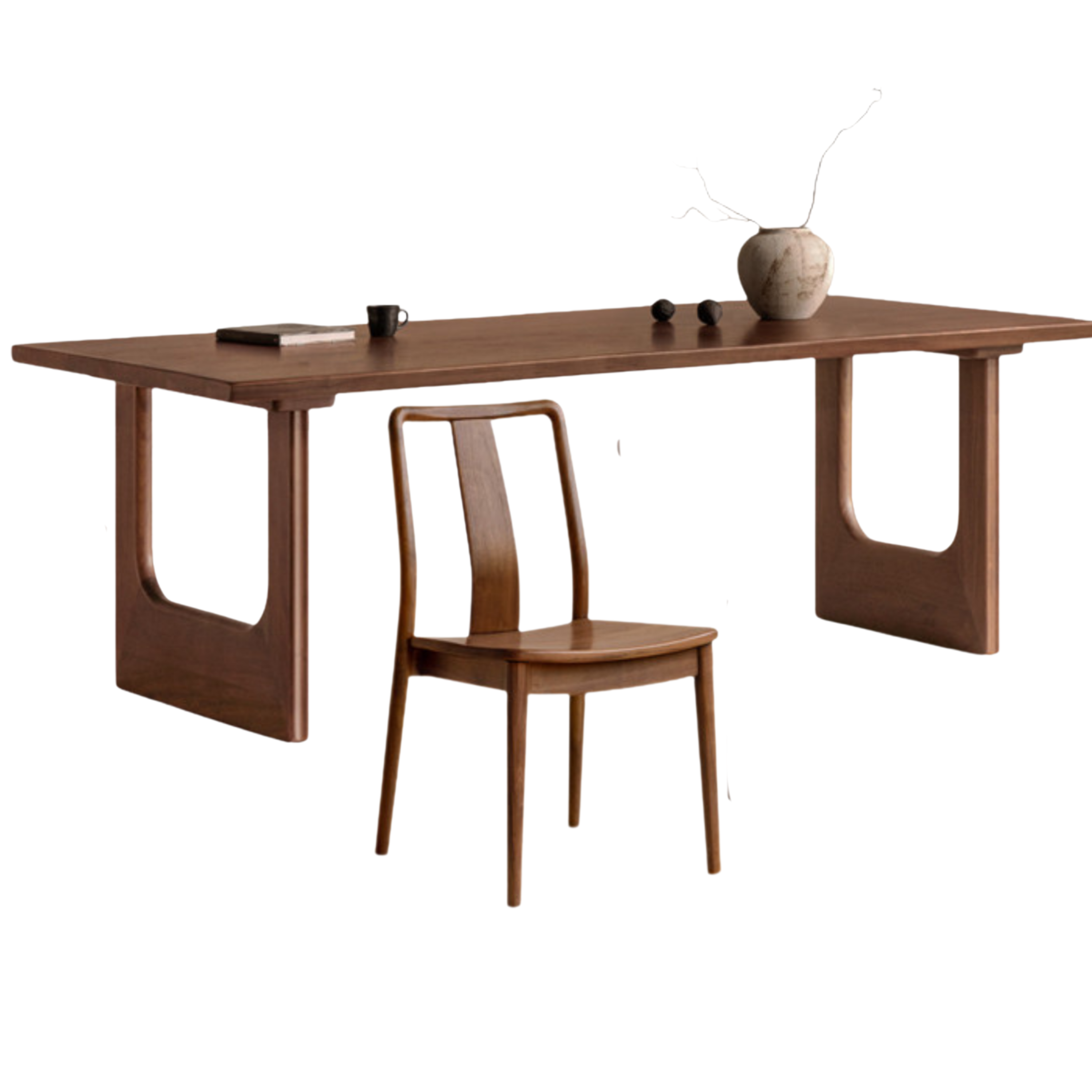 Black Walnut Solid Wood Wabi Sabi Style Large Board Dining Table