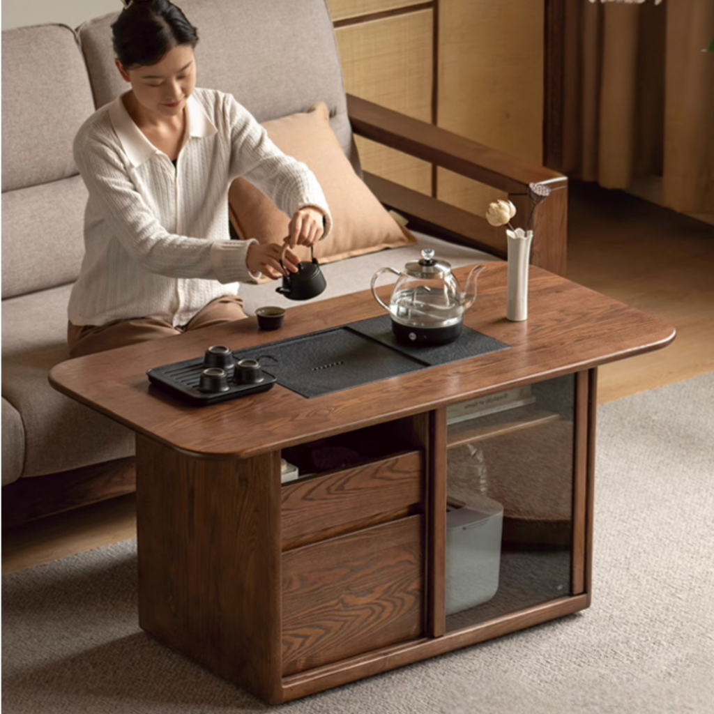 Ash Solid Wood Mobile High Tea Table