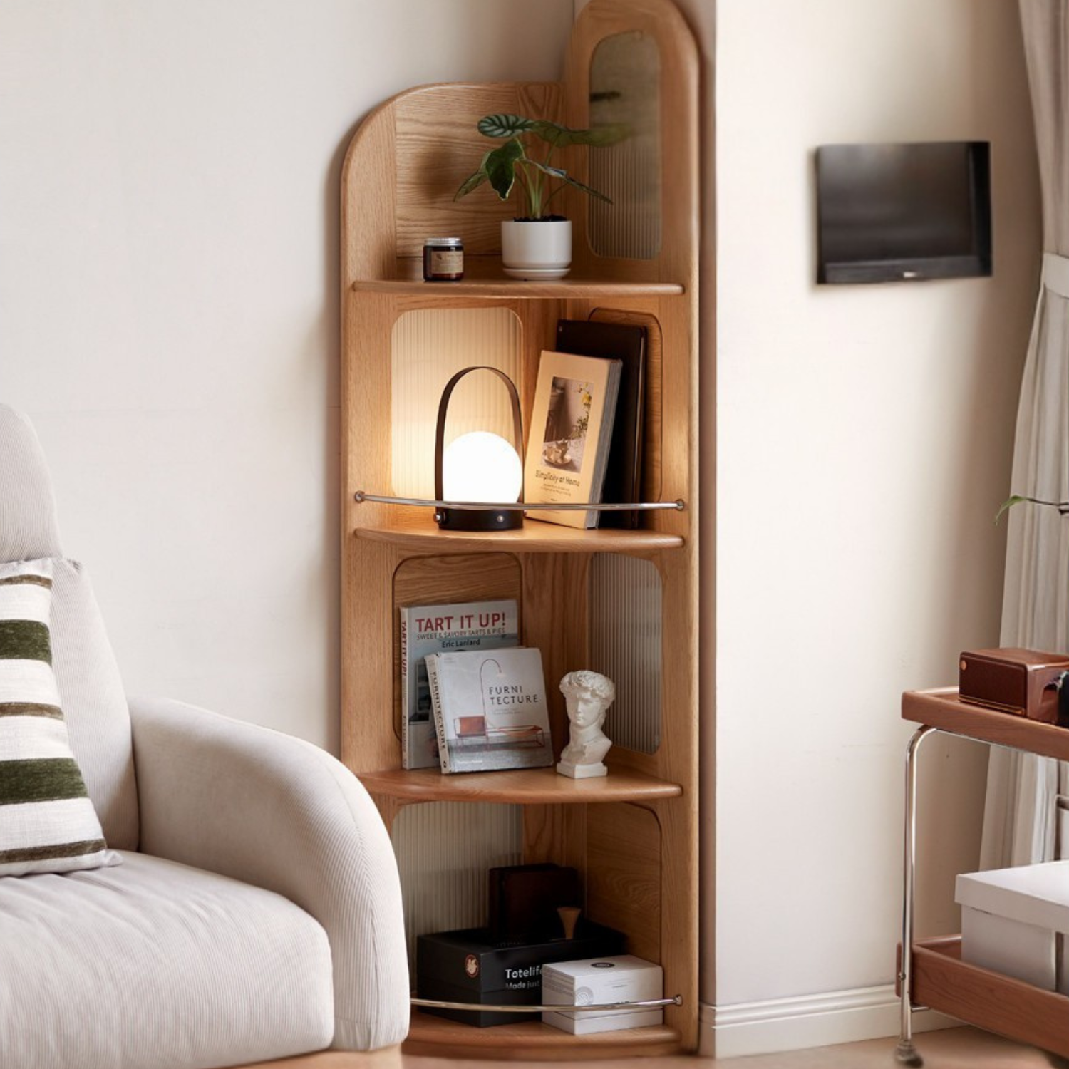 Oak, Ash Solid Wood Corner Bookshelf