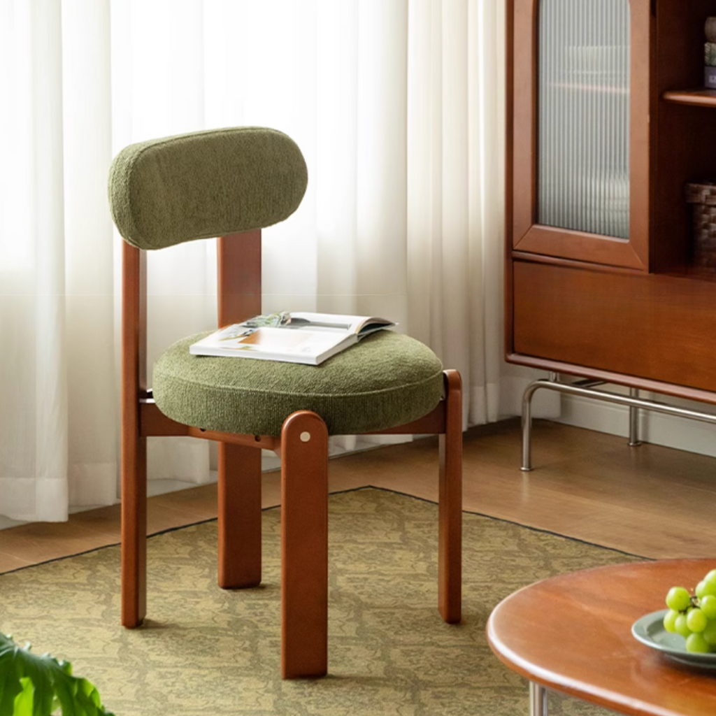 Black Walnut, Cherry, Beech, Solid Rubberwood Retro Style Dining Chair