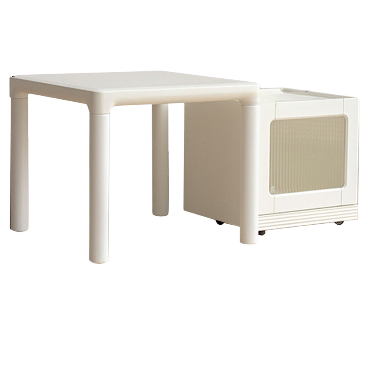 Poplar Solid Wood Cream Style Coffee Table Combination