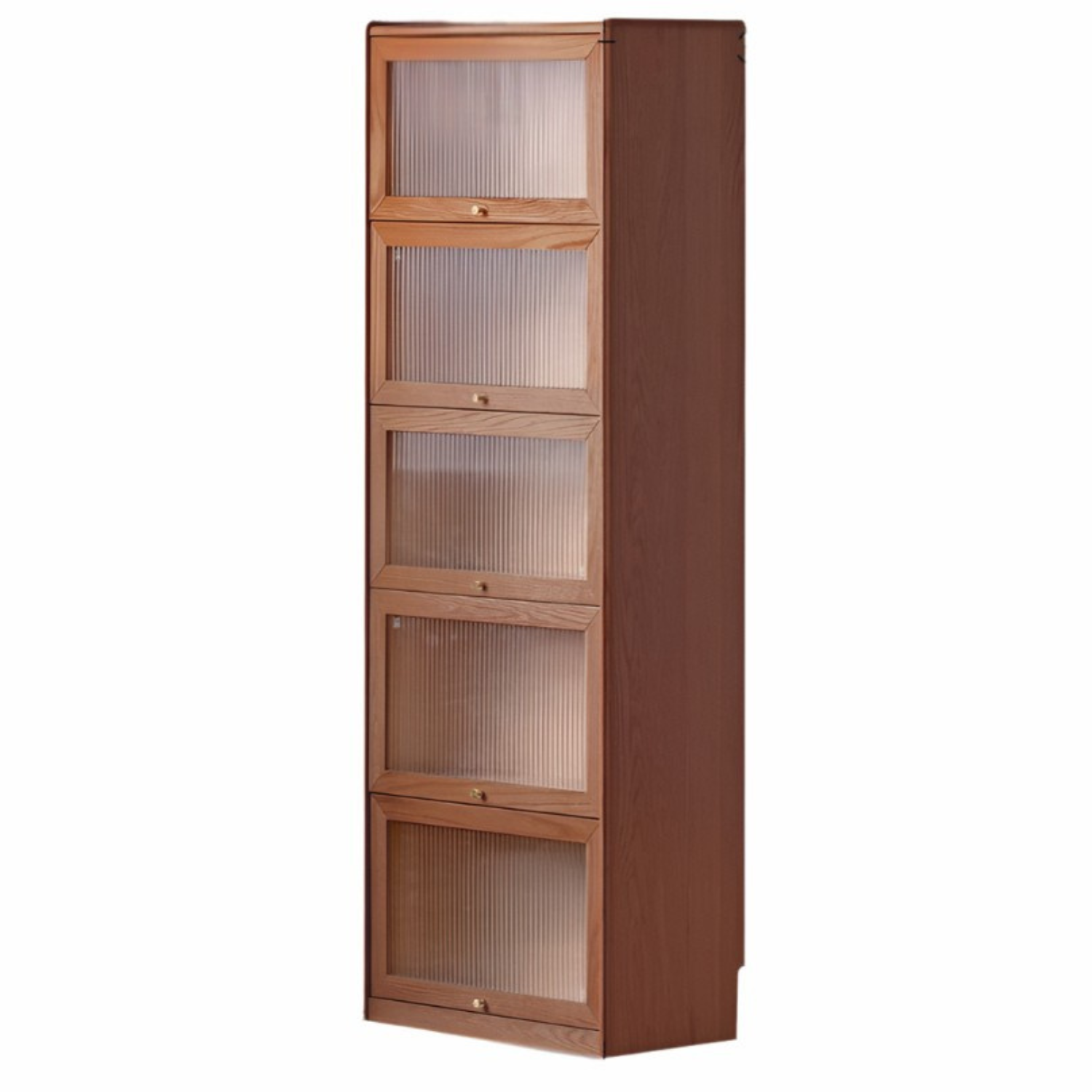 Oak Solid Wood Modern Glass Bookcase Combination