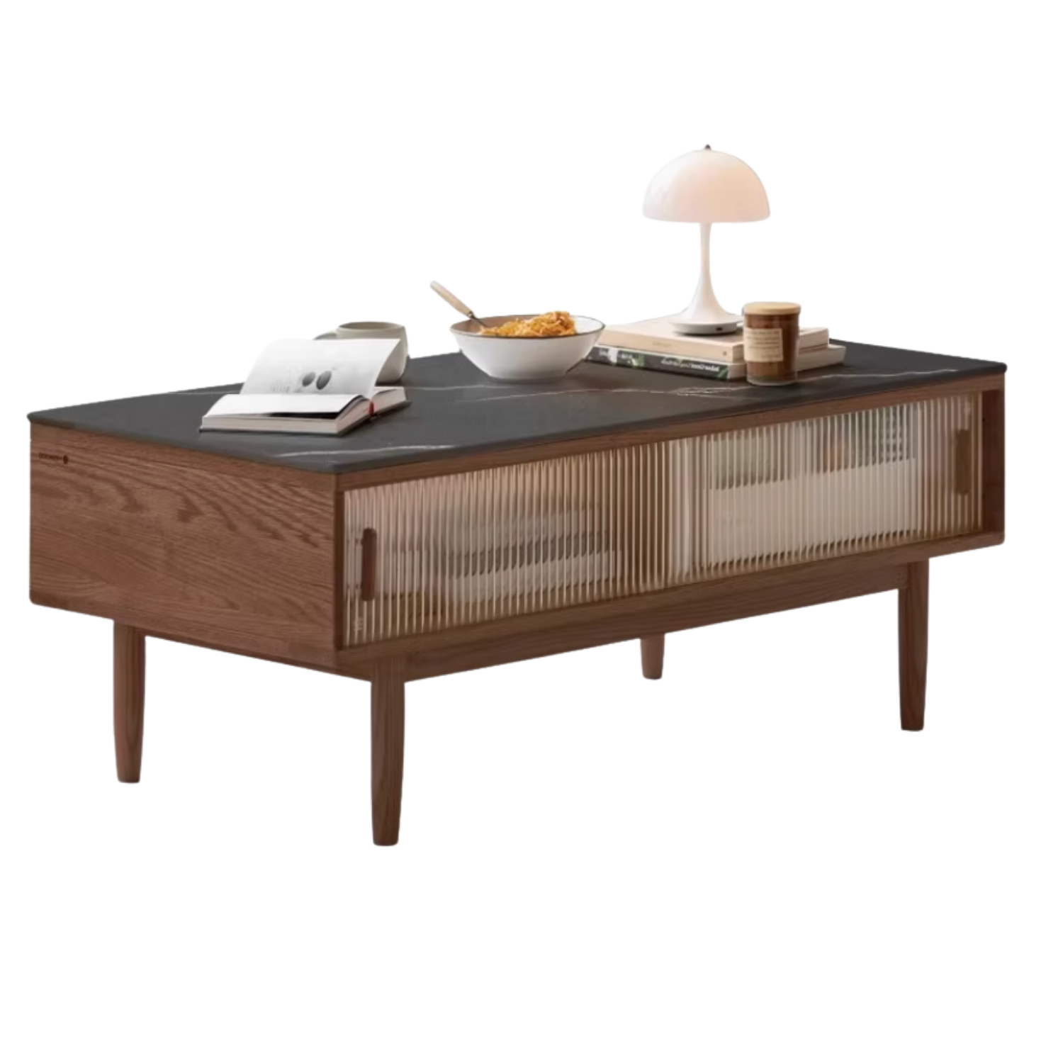 Black Walnut, Oak, Solid Rubberwood Solid Wood Modern Style Tea Table
