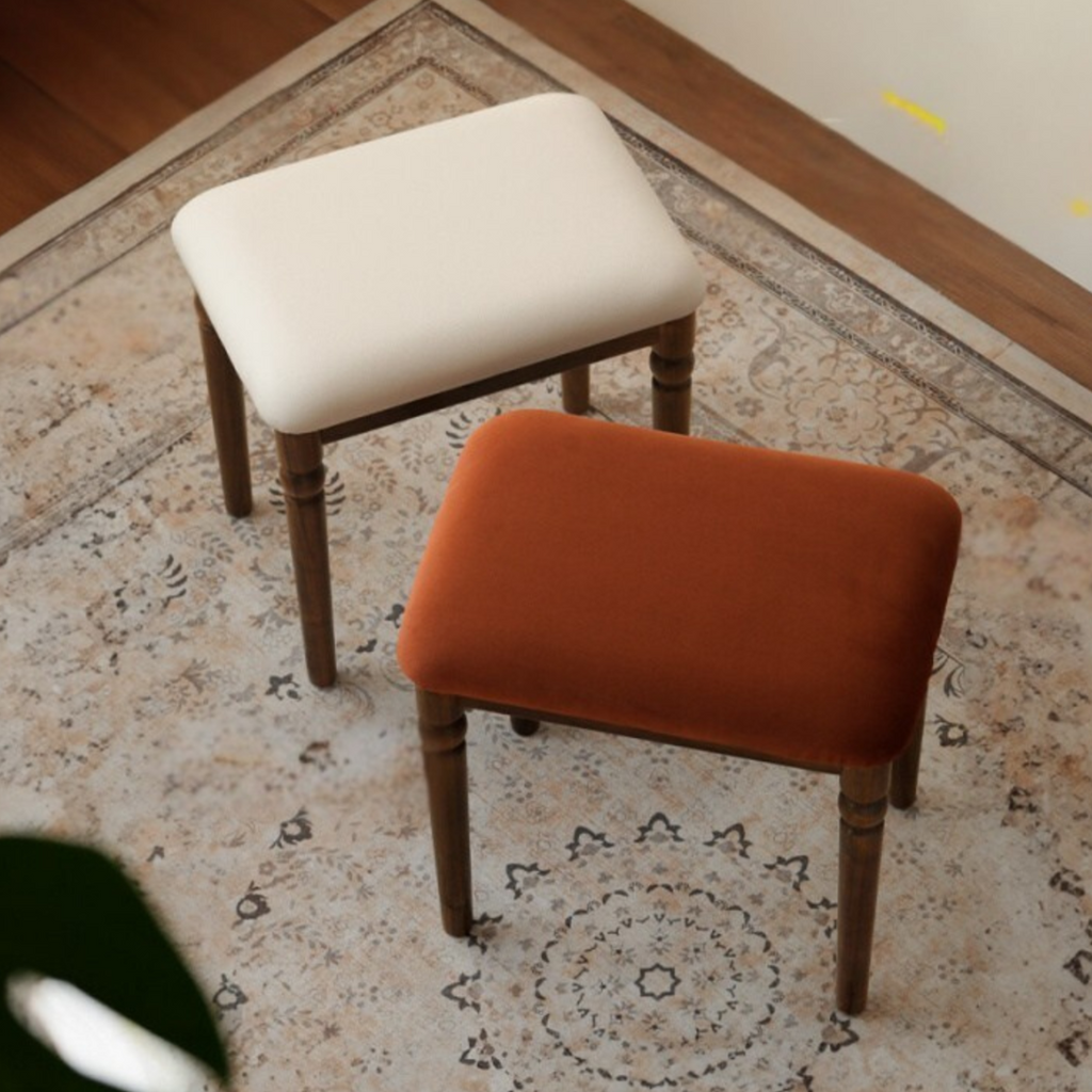 Black Walnut Solid Wood American Retro Style Makeup Stool