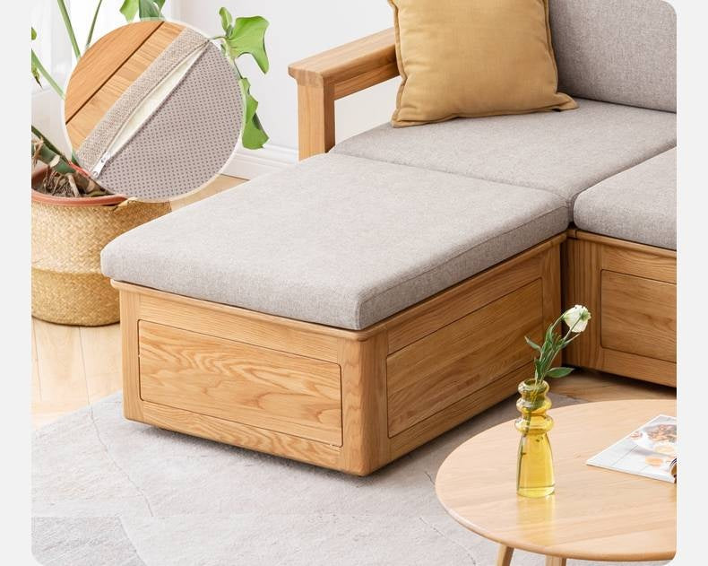 Ash, Oak, Black Walnut Solid Wood  Fabric Footstool-