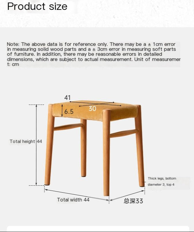 Cherry, Oak Solid Wood Retro Makeup Stool