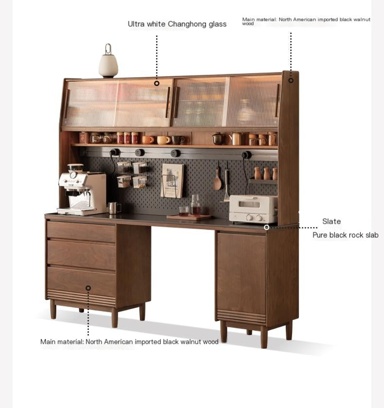 Black Walnut, Oak Solid Wood Light Luxury Style Rock Plate Storage Cabinet