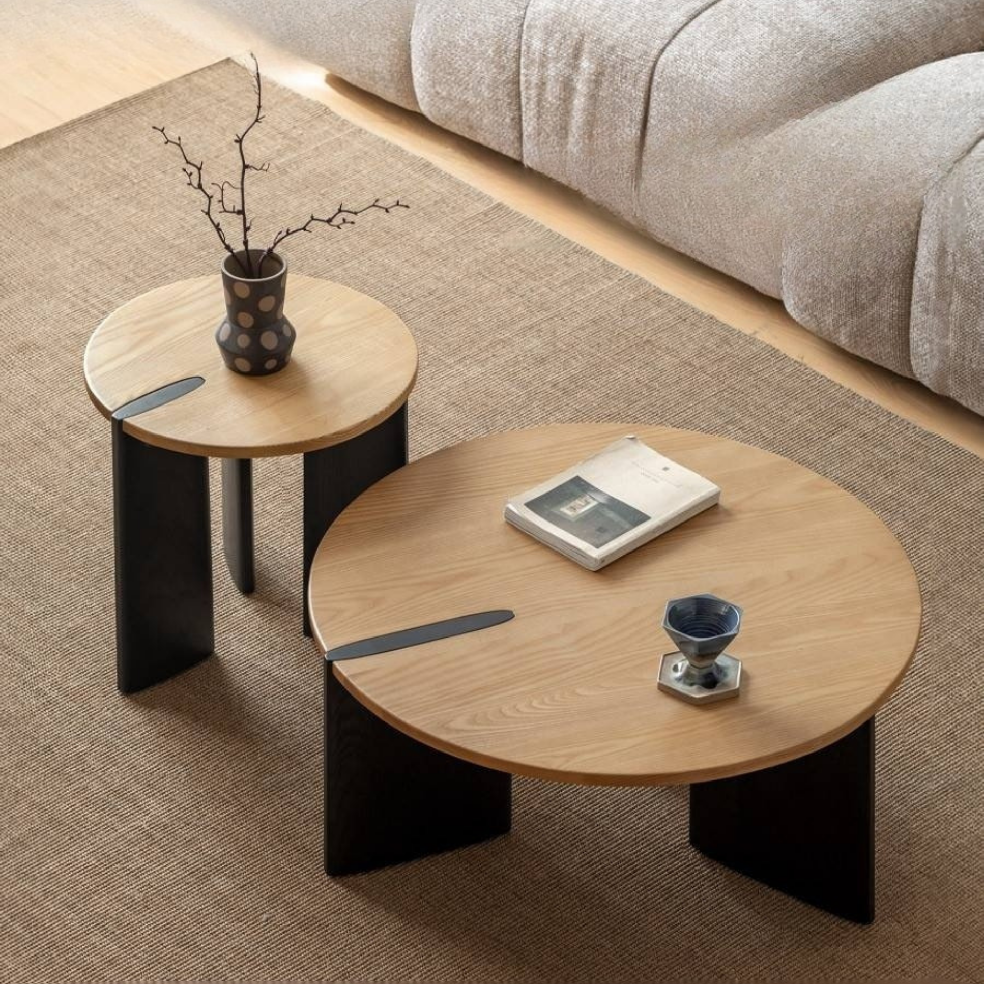 Ash Solid Wood Wabi Sabi Style Creative Coffee Table