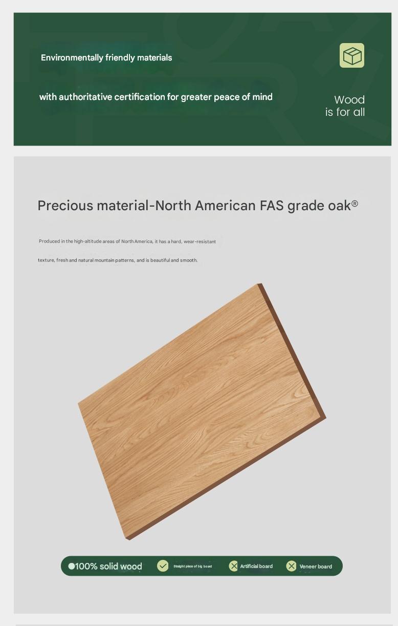 Oak Solid Wood Modern Computer Desk With Shelf