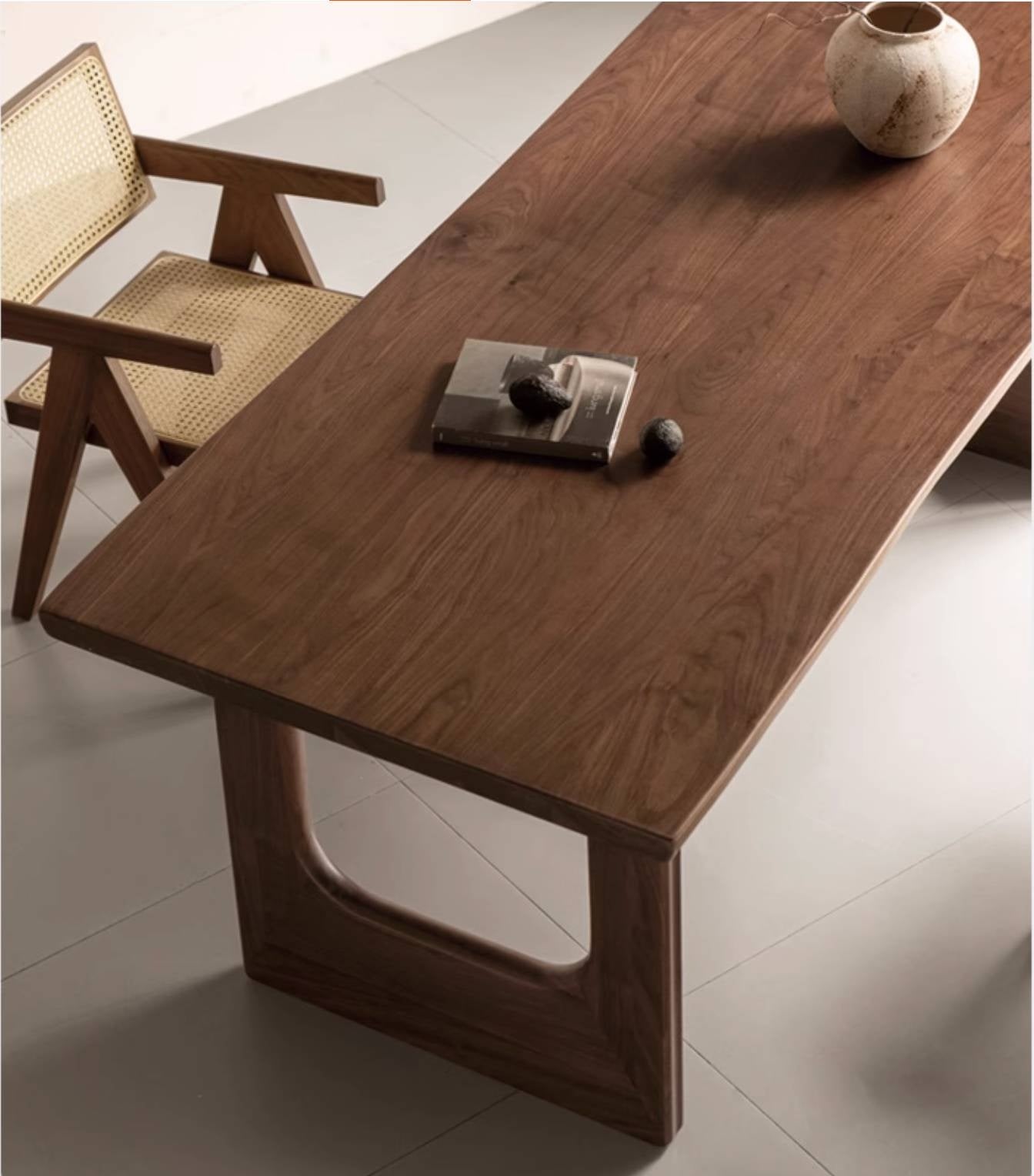 Black Walnut Solid Wood Wabi Sabi Style Large Board Dining Table