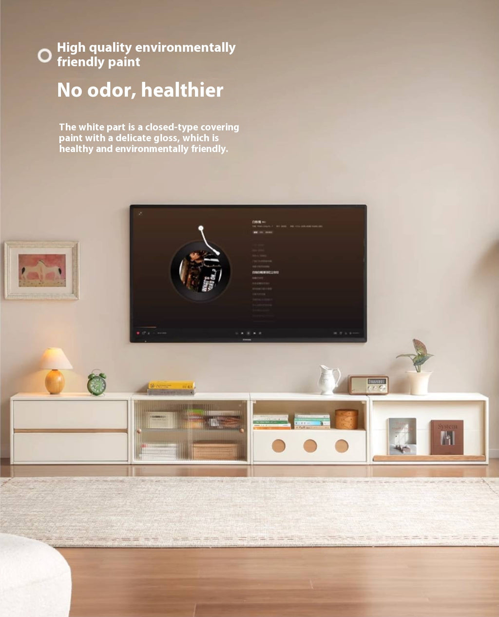 Rubber, Oak Solid wood Module Combination TV Stand.