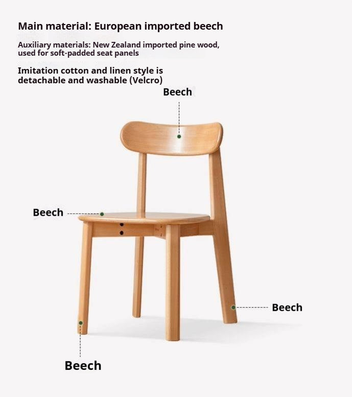 Beech, Oak Solid Wood Modern Dining Chairs