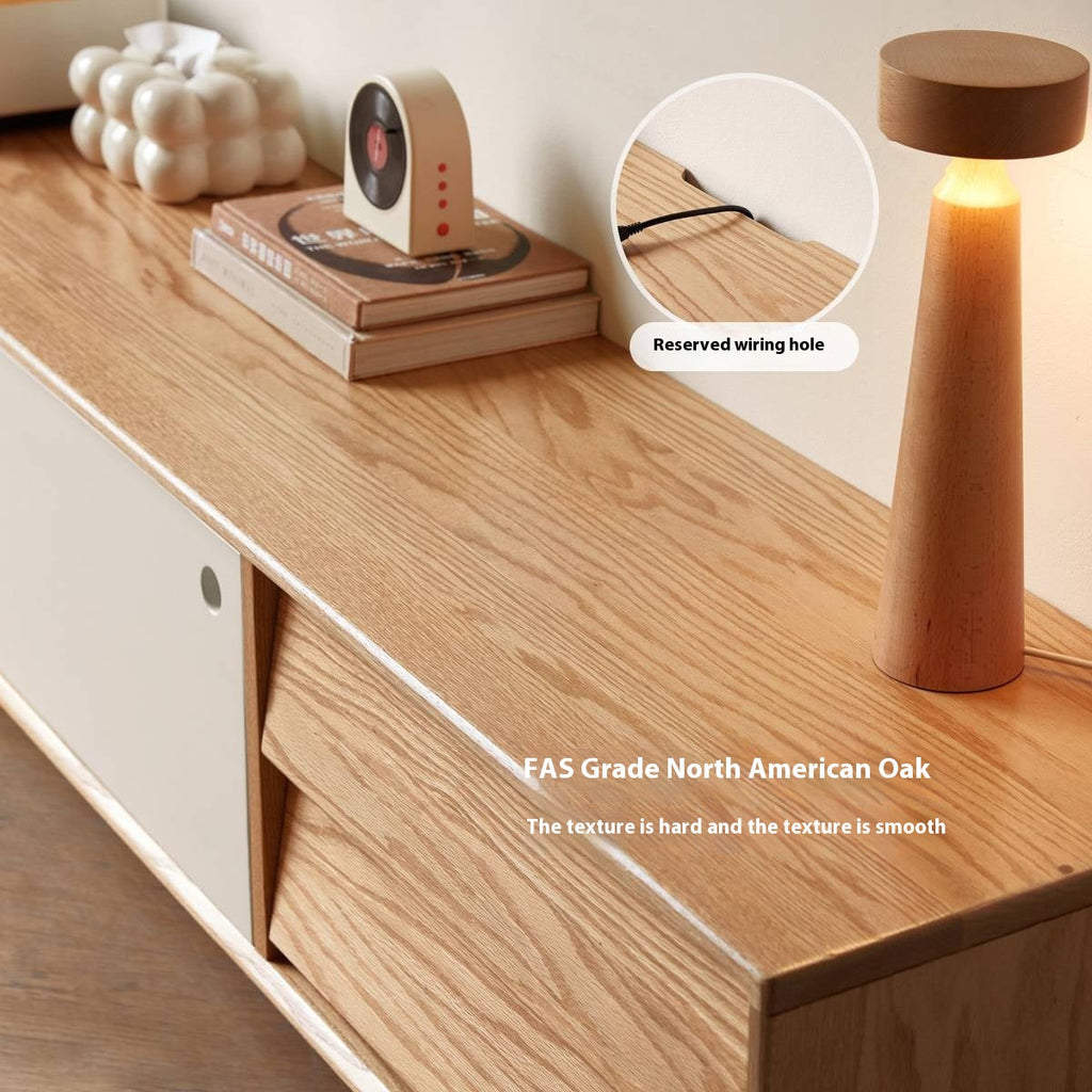 Oak Solid Wood Modern TV Stand.