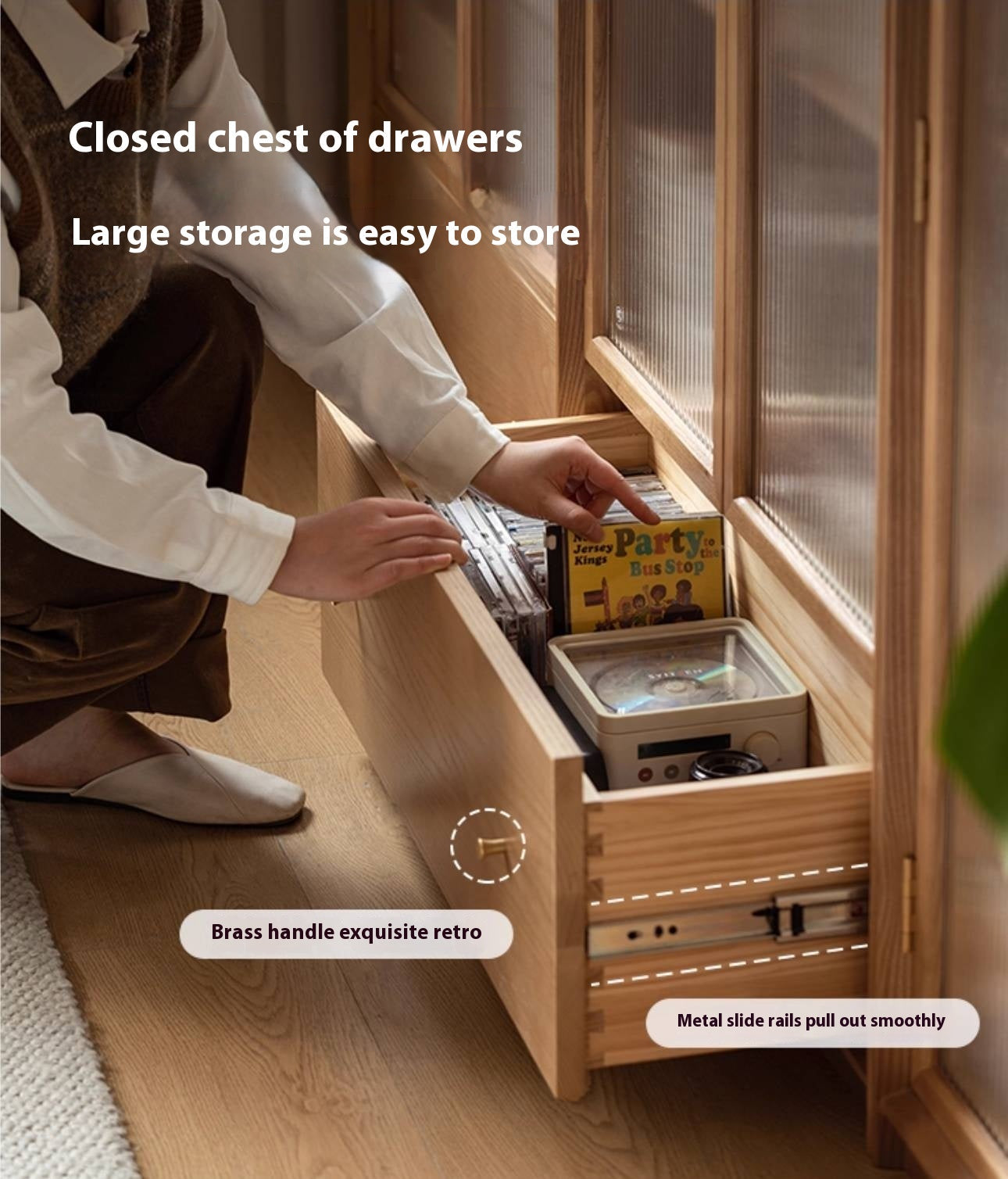 Ash Solid Wood Side Modern Style Cabinet Combination