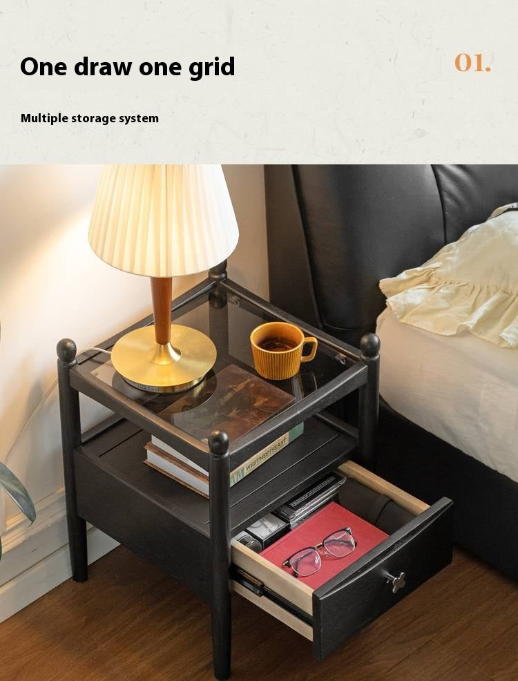 Cherry, Oak Solid Wood French Retro Nightstand