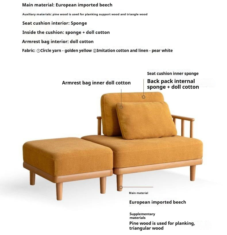 Beech Solid Wood Fabric Sofa Free Combination