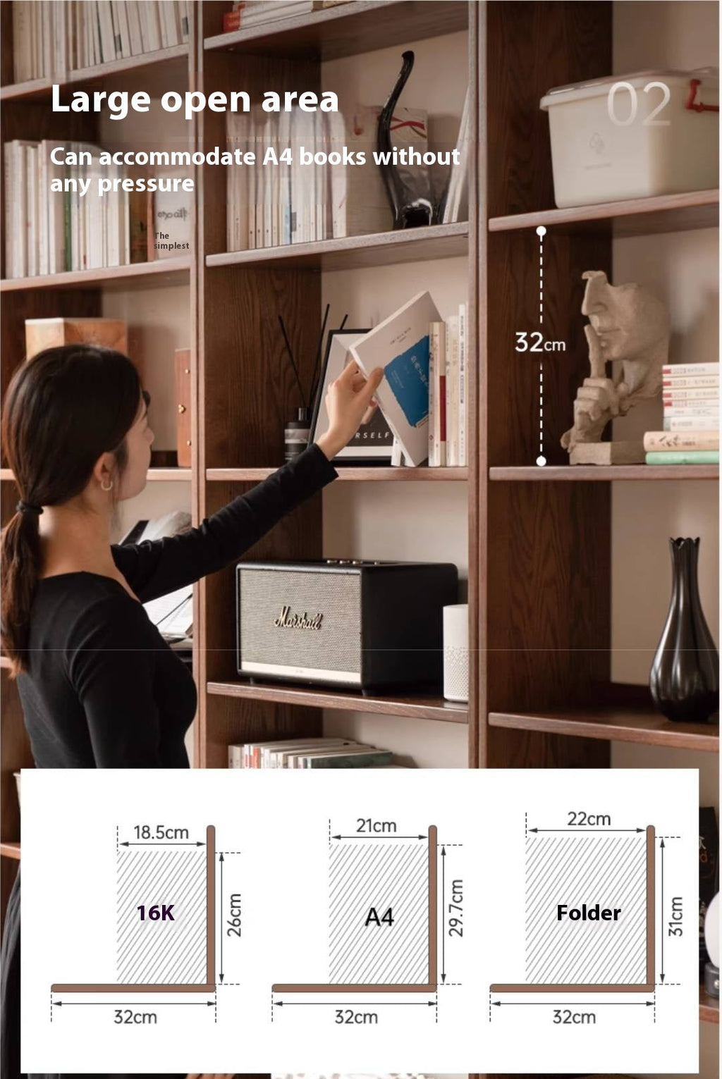 Oak Solid Wood Modern Minimalist Style Bookcase And Storage